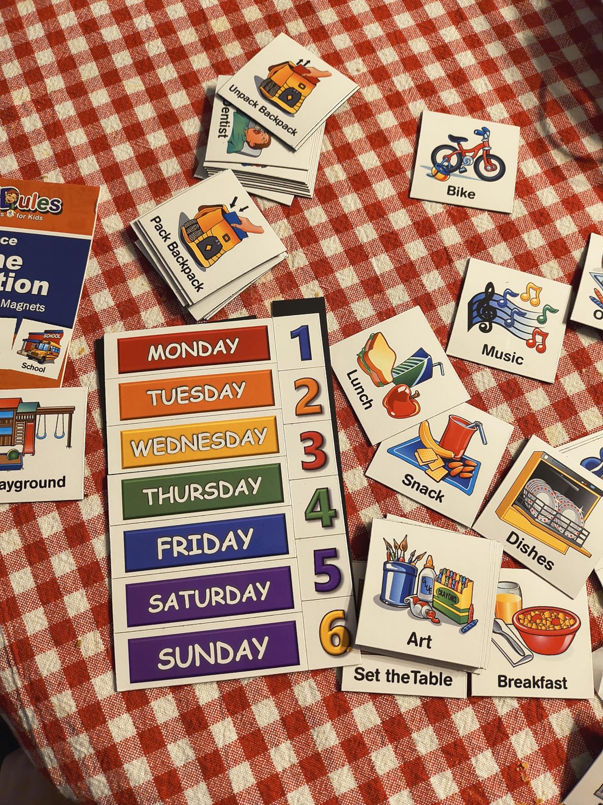 SchKIDules Visual Schedules for Kids 93 Pc Home Collection for Daily Routines: 72 Picture Magnets + 21 Headings for Children, ADHD & Visual Learners customer photo 1