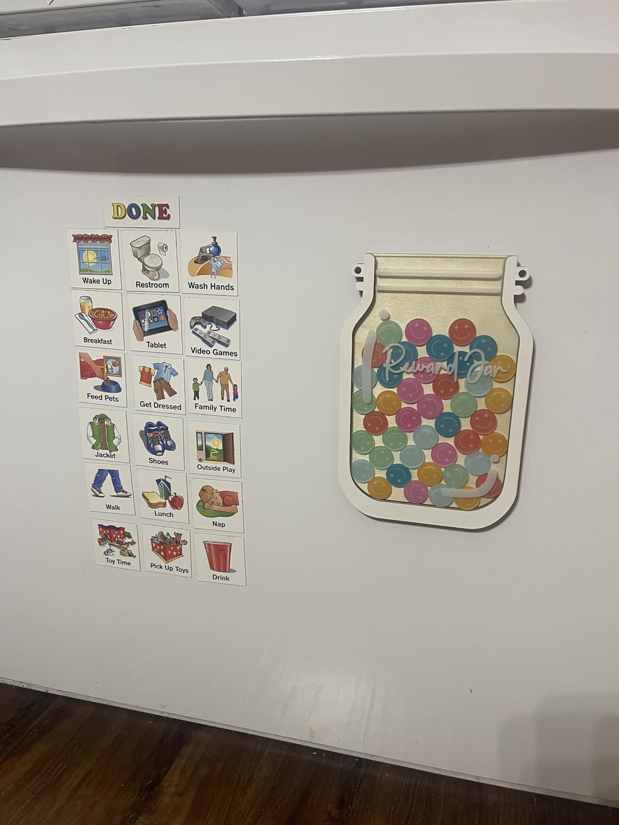 SchKIDules Visual Schedules for Kids 93 Pc Home Collection for Daily Routines: 72 Picture Magnets + 21 Headings for Children, ADHD & Visual Learners customer photo 2