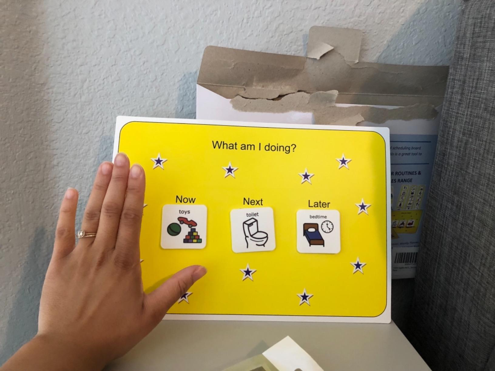 First Then Visual Schedule for Kids - Premium Durable Plastic - 32 Communication Cards - Autism Learning Materials - Special Education Classroom (English) customer photo 1