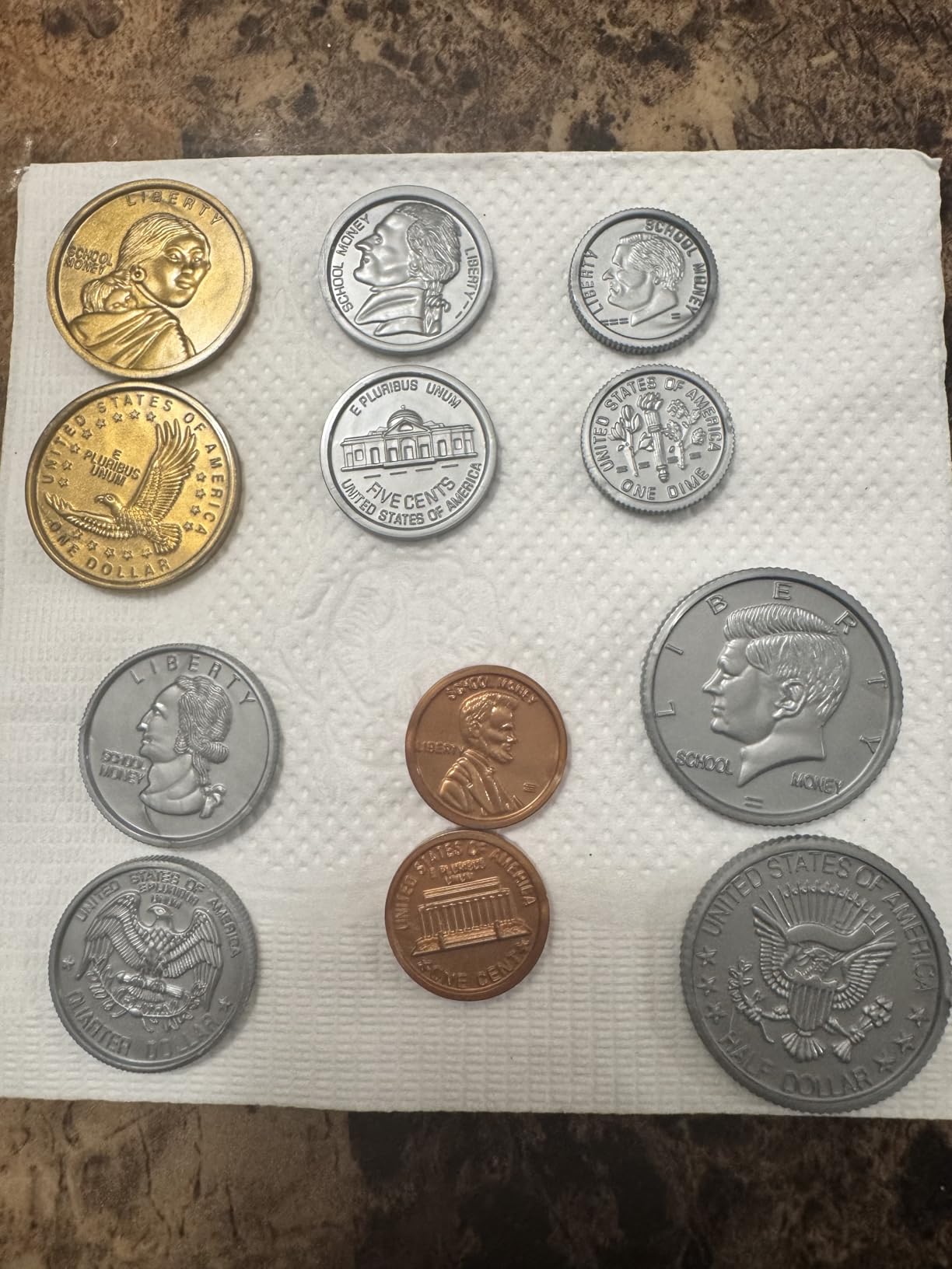 hand2mind Fake Money Coin Assorted Set, Detailed Fake Coins, Prop Money, Toy Money, Play Money for Kids, Realistic Money, Pretend Money for Kids Learning, Play Money Set, Plastic Coins (Set of 96) customer photo 1