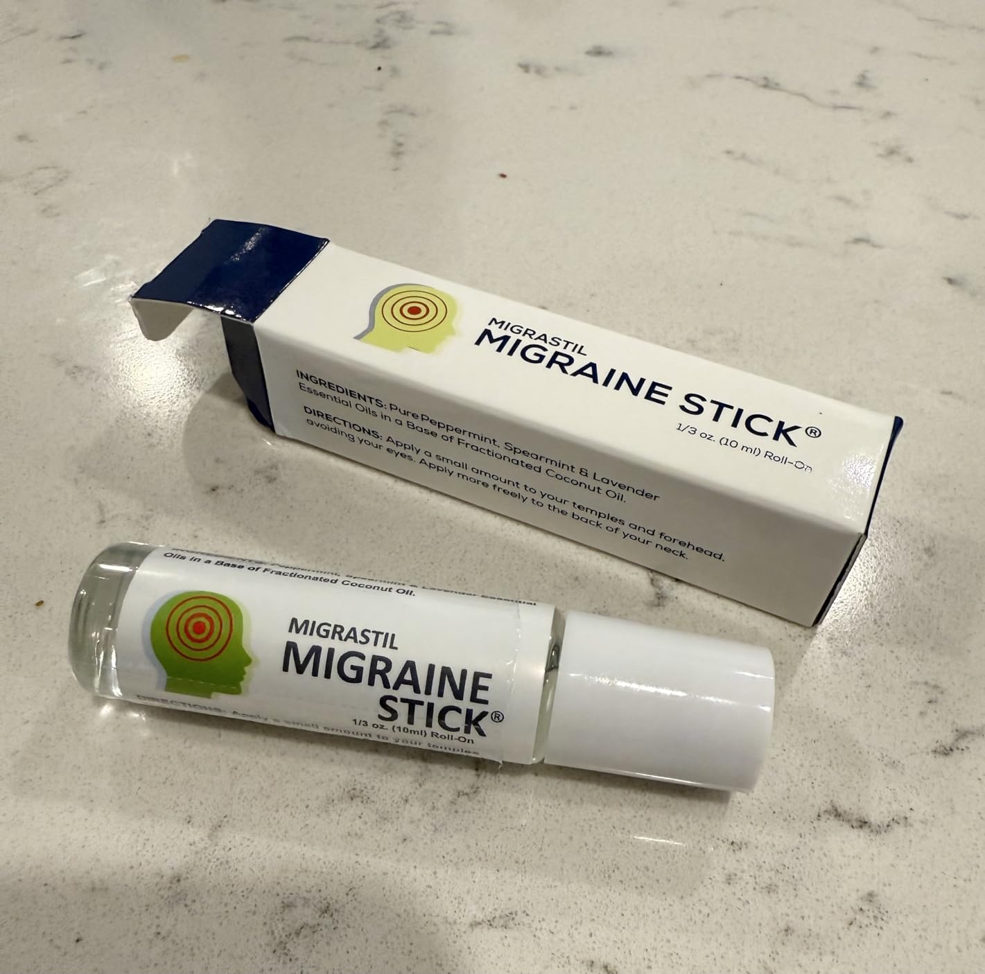 Basic Vigor Migrastil Migraine Stick Rollon - Fast Cooling Comfort for Your Head. Aromatherapy with Peppermint & Other Essential Oils. Metal Roller. Made in USA customer photo 2