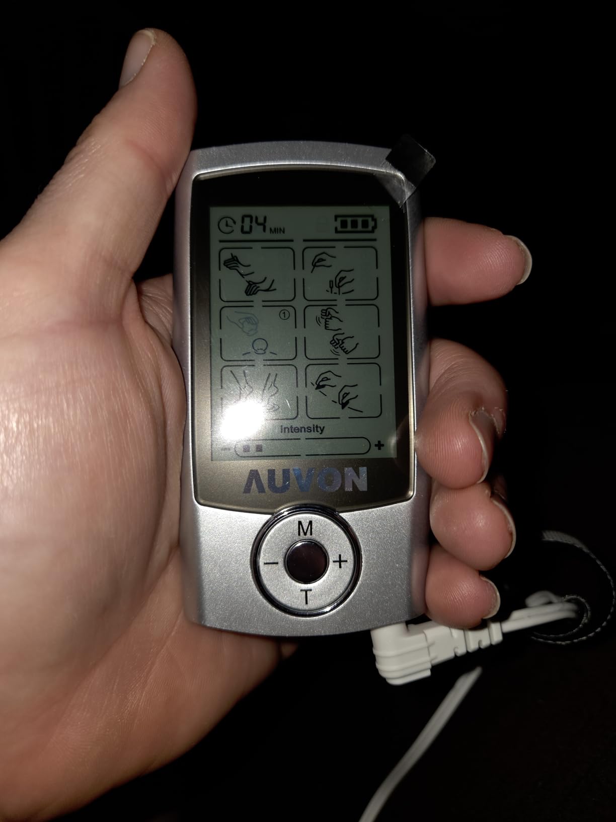 AUVON Rechargeable TENS Unit Muscle Stimulator, 24 Modes 4th Gen TENS Machine with 8pcs 2x2 Premium Electrode Pads for Pain Relief customer photo 1