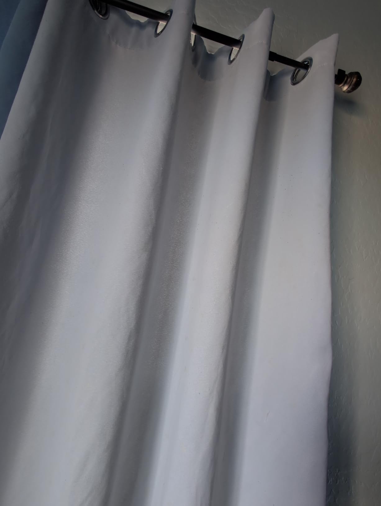 Deconovo Blackout Curtains, Light Grey Thermal Grommet Drapes, Silver Wave Dots Foil Print, Thermal Window Panels, 52