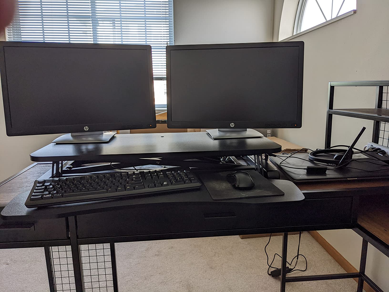 VIVO 32 inch Desk Converter, K Series, Height Adjustable Sit to Stand Riser, Dual Monitor and Laptop Workstation with Wide Keyboard Tray, Black, DESK-V000K customer photo 2