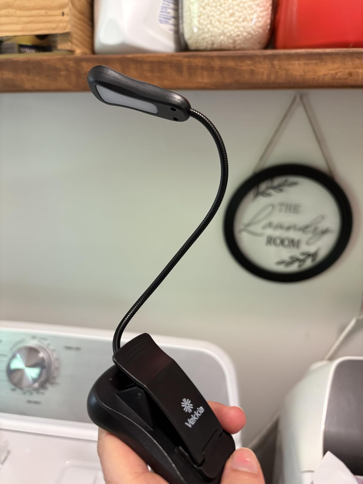 Vekkia 3000K Warm LED Rechargeable Book Light, Easy for Eyes, Clip on Reading Lights for Reading in Bed, Car & Travel, Lightweight Slim 2.1 oz. Perfect for Readers (Elegant White) customer photo 1