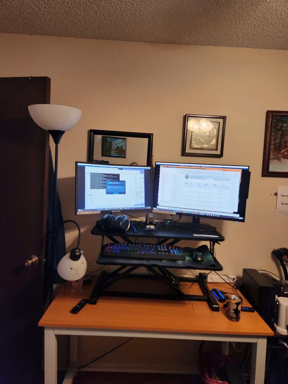 TechOrbits Standing Desk Converter - 32-inch Height Adjustable, MDF Wood, Sit Riser-Black, 32