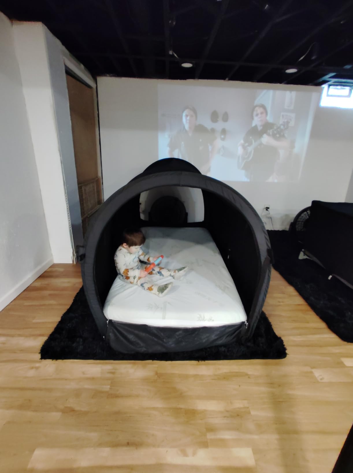 Alvantor Canopy Bed Dream Privacy Space Full Sleeping Tents Indoor Pop Up Portable Frame Curtains Breathable Grey Cottage (Mattress Not Included) Reducing Light customer photo 1