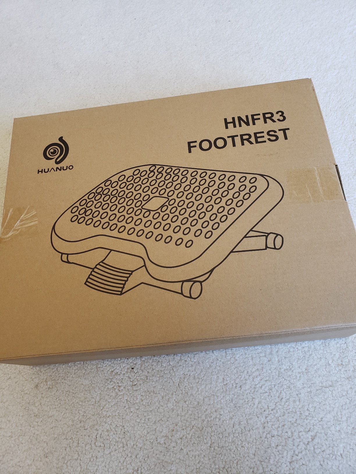 HUANUO Adjustable Foot Rest for Under Desk with Massage Surface and Tilt | 3 height positions, large non-skid platform, pre-assembled foot stool for work, study and home office, ergonomic leg support customer photo 2