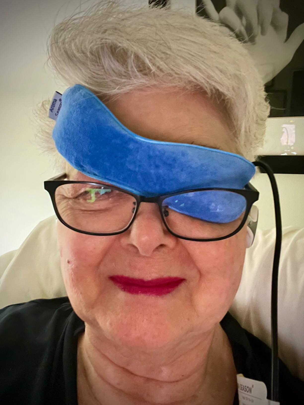Aroma Season Heated Eye Mask for Dry Eyes, Warm Eye Compress with Flaxseed for MGD, Dry Eye Syndrome, Chalazion Blepharitis Stye Eye Treatment, Steam Moist to Unclog Glands (Blue) customer photo 2