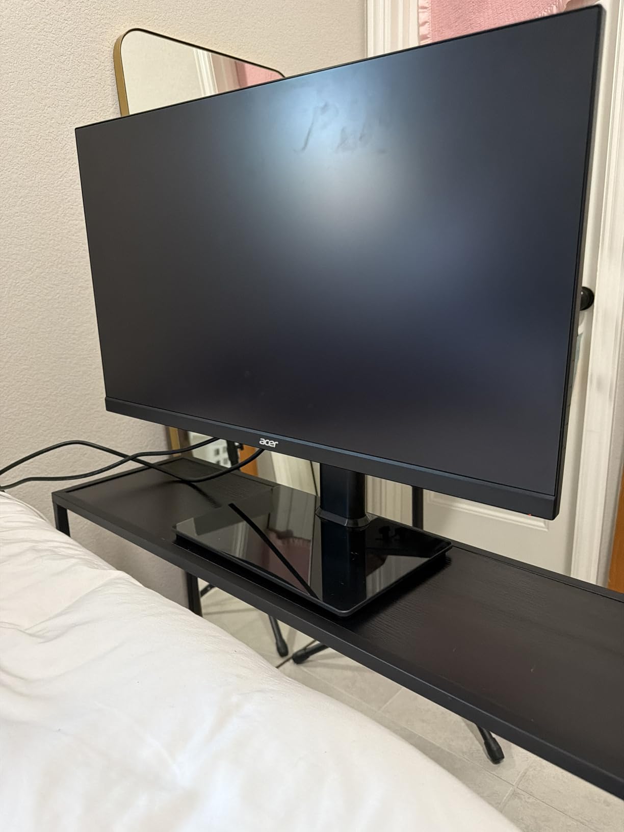 Single LCD Computer Monitor Free-Standing Desk Stand Mount Riser for 13 inch to 32 inch screen with Swivel, Height Adjustable, Rotation, Vesa Base Stand Holds One (1) Screen up to 77Lbs (HT05B-001) customer photo 2