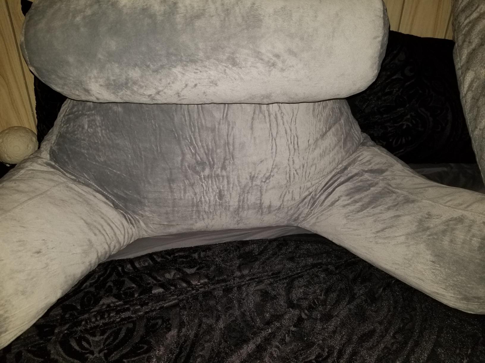 Linenspa Reading Pillow with Shredded Memory Foam - X-Large Size with Neck Support - Back Pillow for Sitting in Bed, Reading, Gaming, Watching TV - Bed Chair with Arms, Dorm Room Essentials, Stone customer photo 2