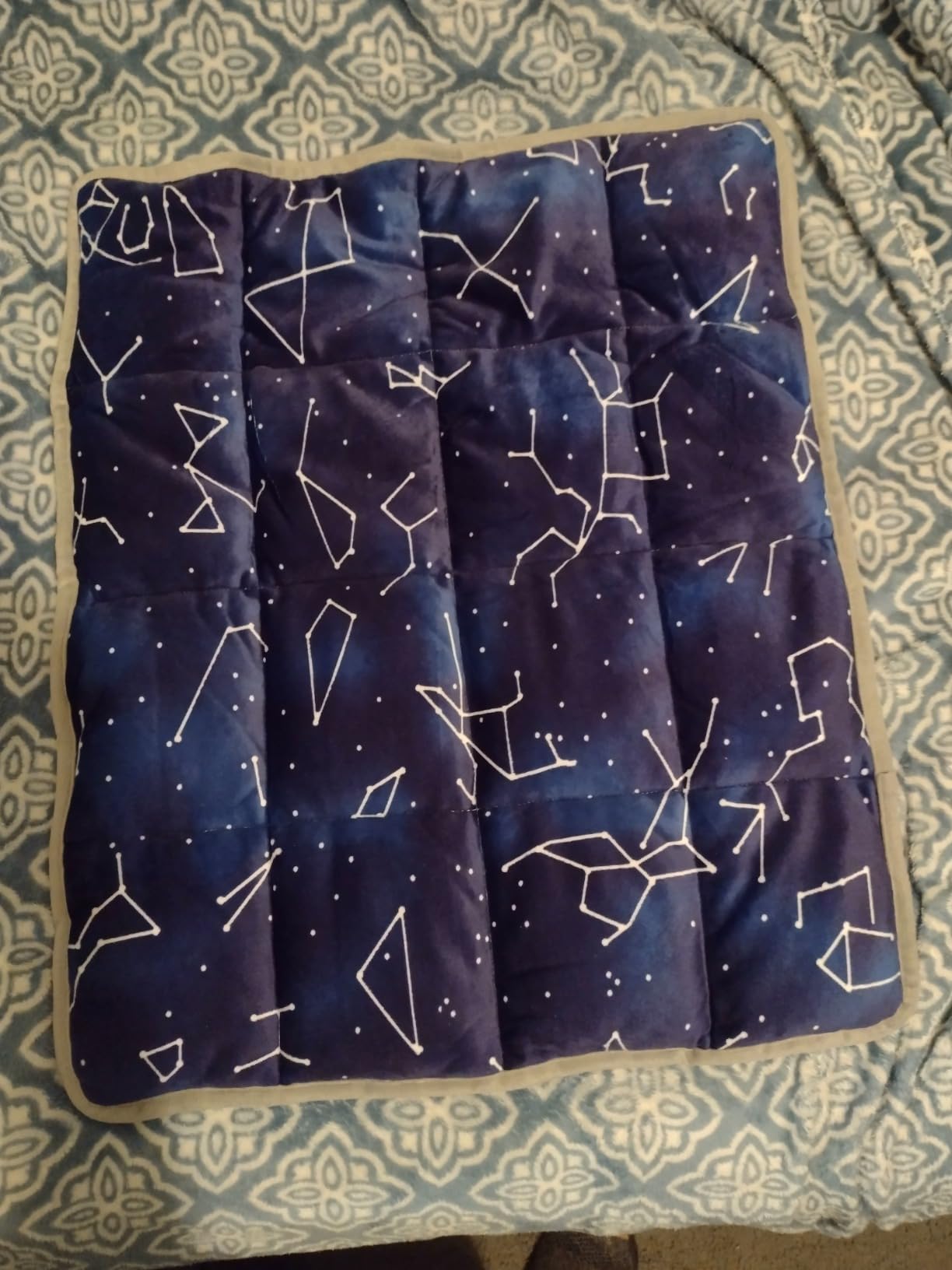 Florensi Weighted Lap Pad - 5 lb, 20 x 23 in, Blue Constellations - Focus Support Sensory Blanket - Machine Washable Adults Weighted Blanket - Portable Travel Throw customer photo 2