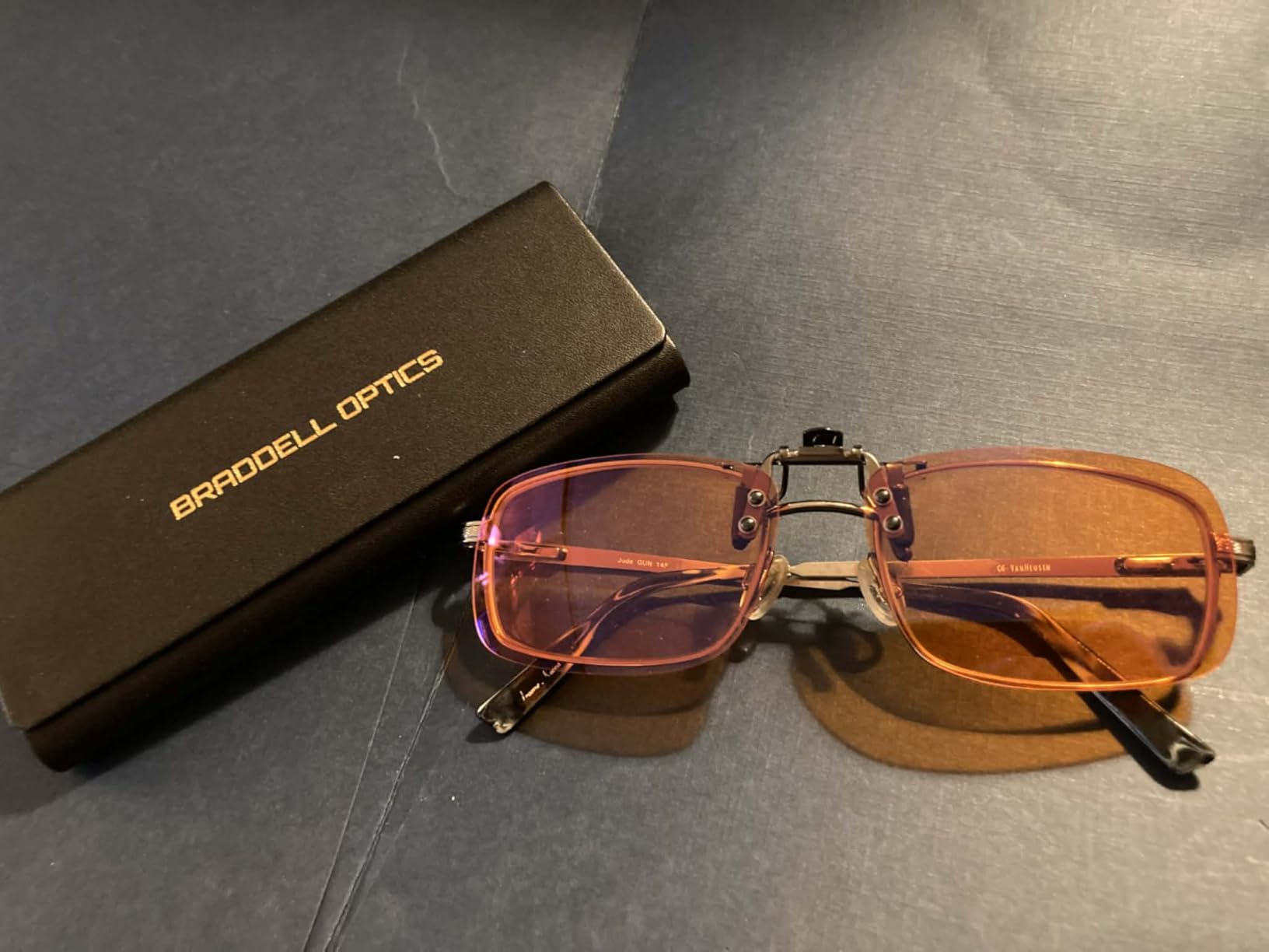 BRADDELL UV Blue Light Blocking Clip-on Amber Fit over Glasses for Driving Car Headlight Glare and Light Sensitivity customer photo 1