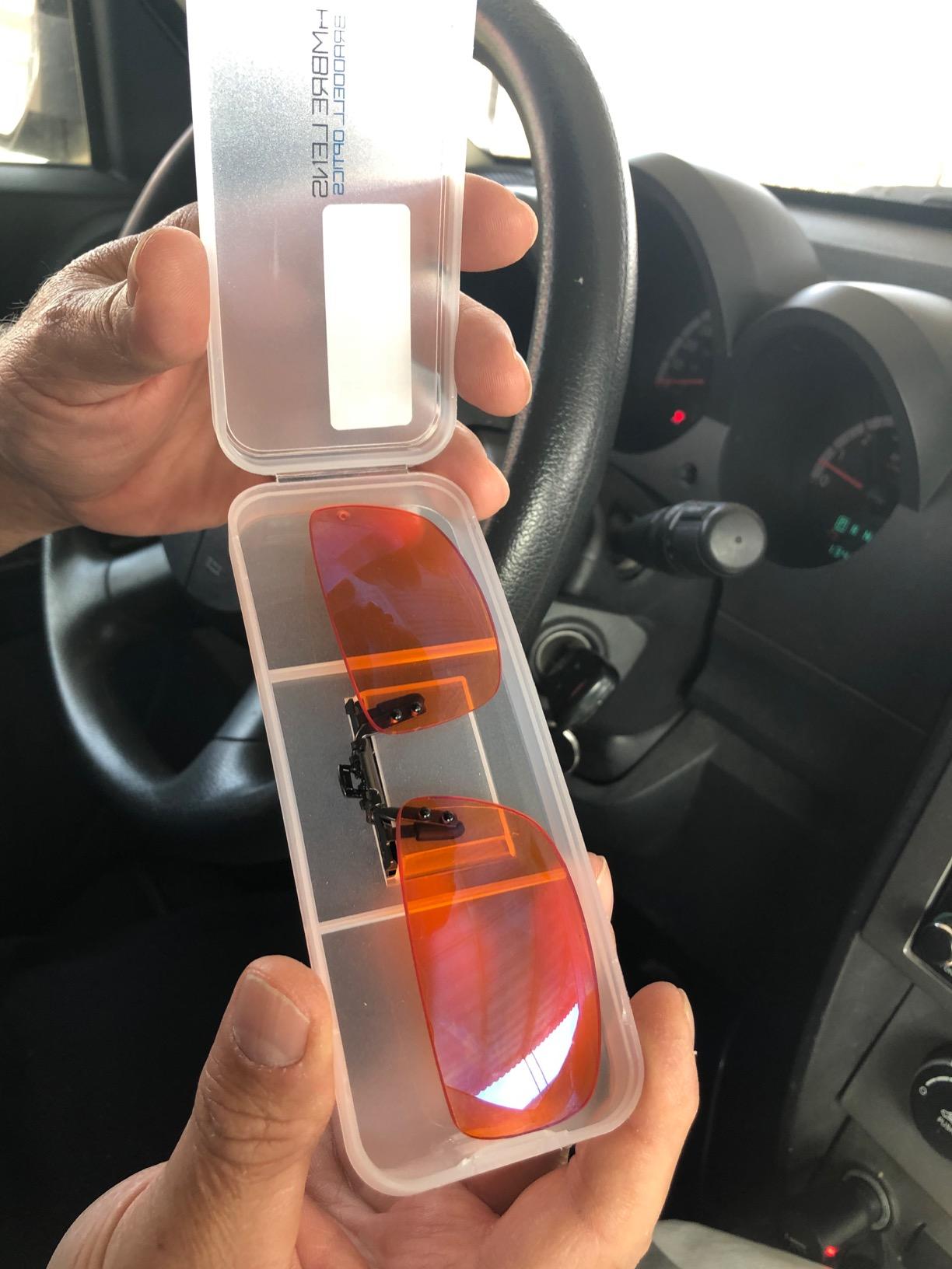 BRADDELL UV Blue Light Blocking Clip-on Amber Fit over Glasses for Driving Car Headlight Glare and Light Sensitivity customer photo 2