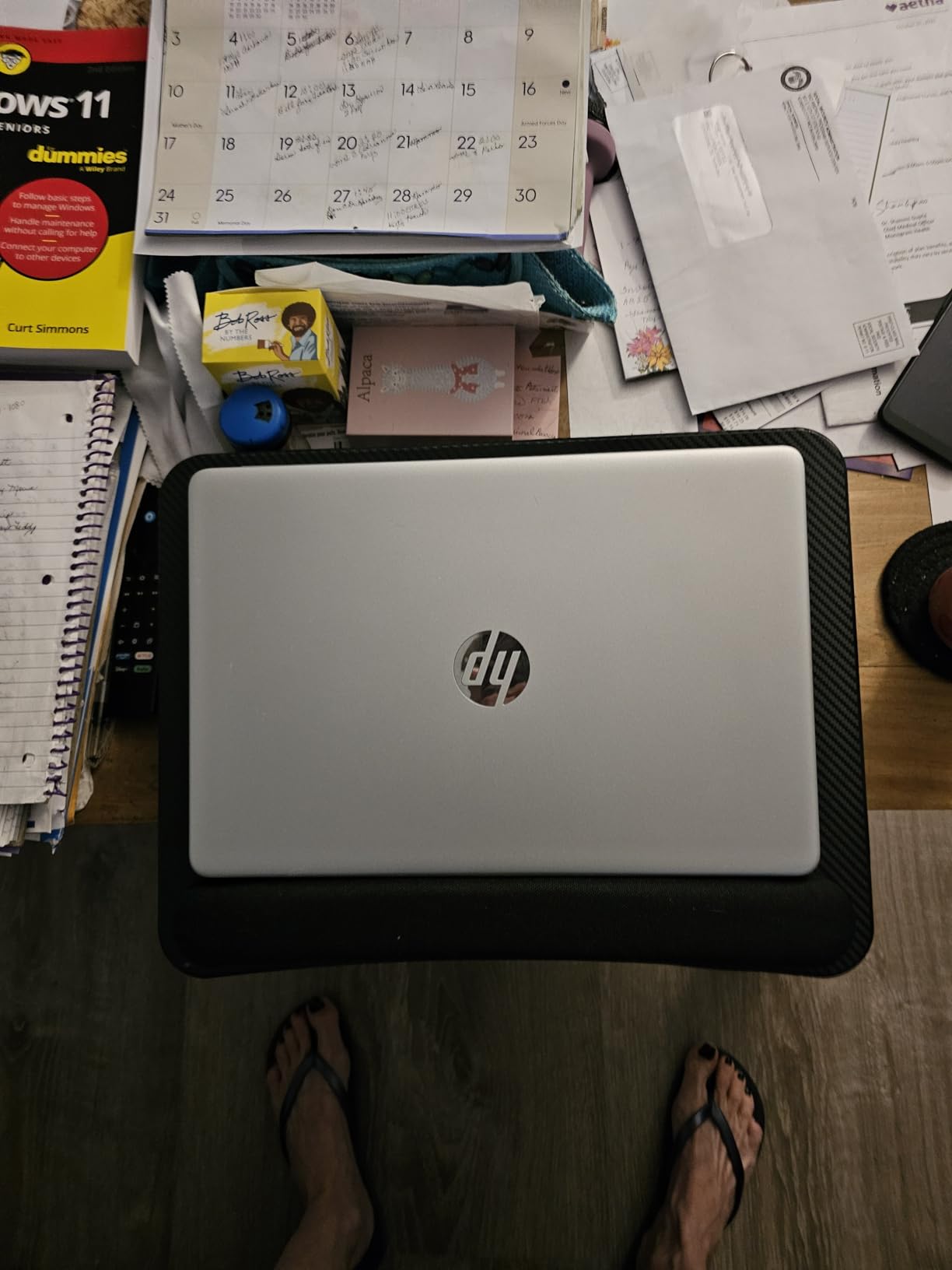 HUANUO Laptop Lap Desk - Portable Lap Desk with Pillow Cushion, Fits up to 15.6 inch Laptop, with Anti-Slip Strip & Storage Function for Home Office Students Use as Computer Laptop Stand, Book Tablet customer photo 2