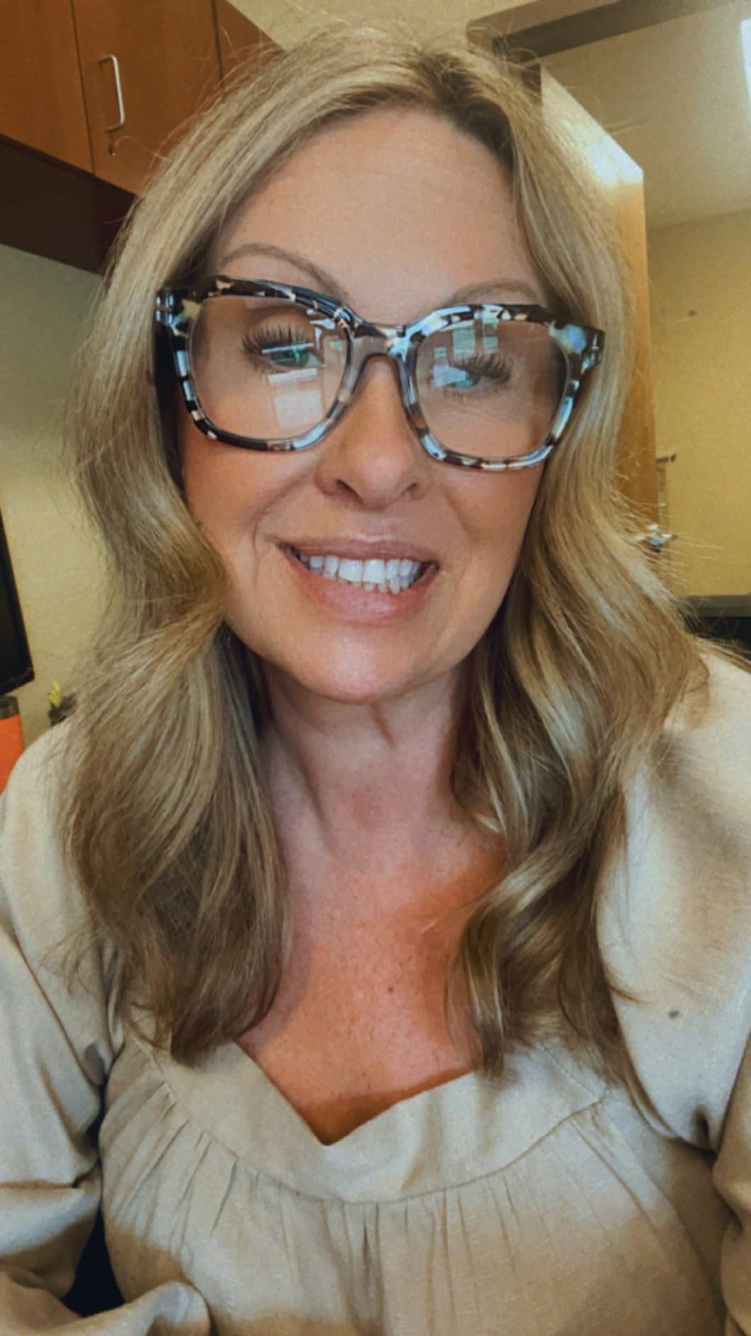 Peepers by PeeperSpecs Women's to The Max Square Light Blocking Reading Glasses, Blue Quartz, 49 + 1.5 customer photo 1