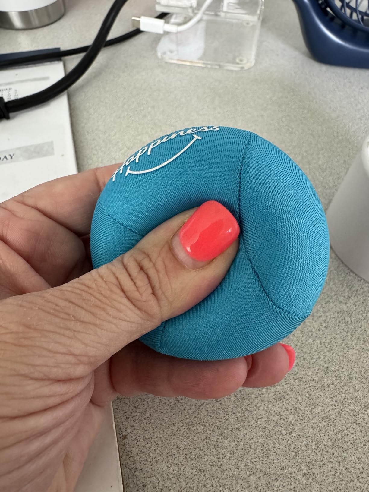 Candescent Stress Balls - Hand Therapy Relief for Anxiety, Fidget, Tension, Exercise Strengthener - Motivational Toys for Adults & Kids - Set of 2 (Crystal Blue, Ocean Blue) customer photo 1