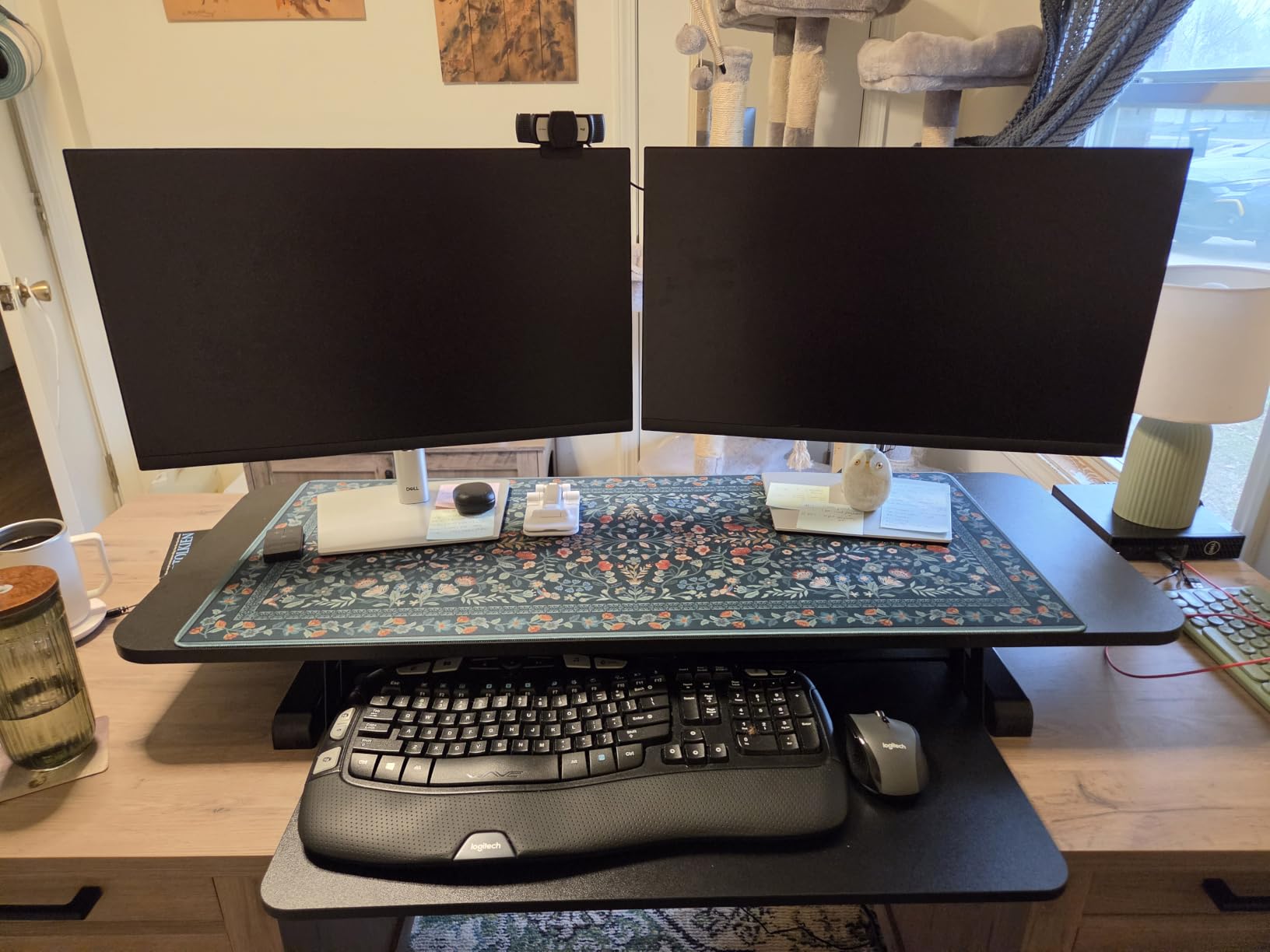 TechOrbits Standing Desk Converter - 32 Inch Adjustable Sit to Stand Up Workstation, Dual Monitor Desktop Riser with Keyboard Tray, Black 32