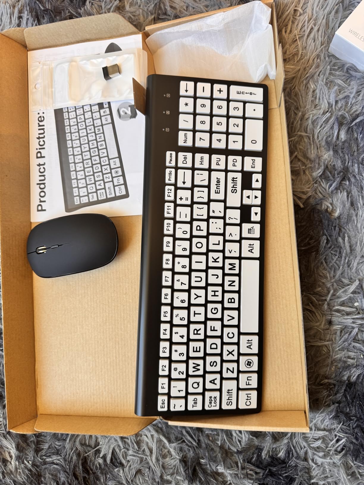 Full Size Large Print 2.4G Wireless Keyboard and Mouse with Oversized Print for Visually Impaired Low Vision Individuals (Black) customer photo 1