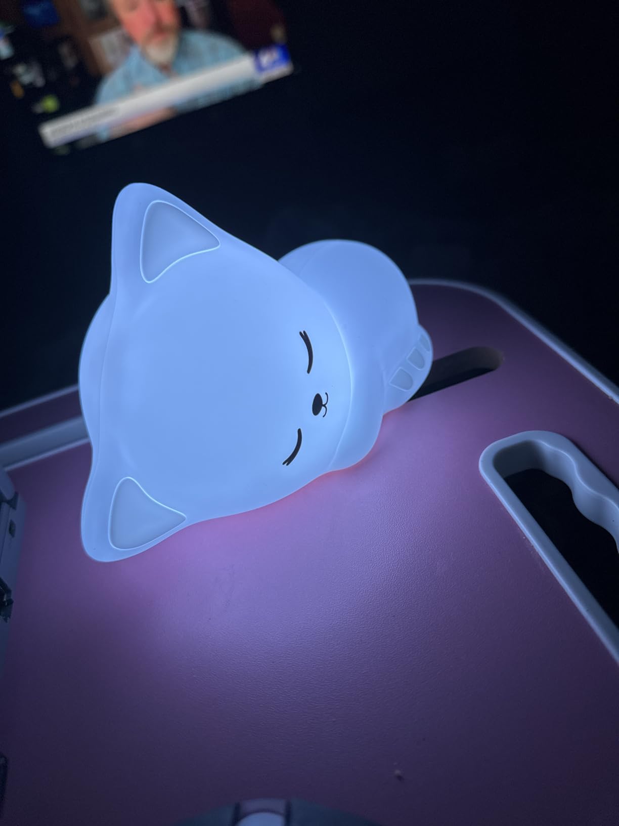 Night Light for Kids,16 Colors Cat Lamp Cute Lamp,Dimmable Baby Night Lights for Nursery,Silicone Rechargeable Nightlight for Kids Room,Kawaii Room Decor,Cat Themed Gifts,Valentines Day Gifts for Kids customer photo 1