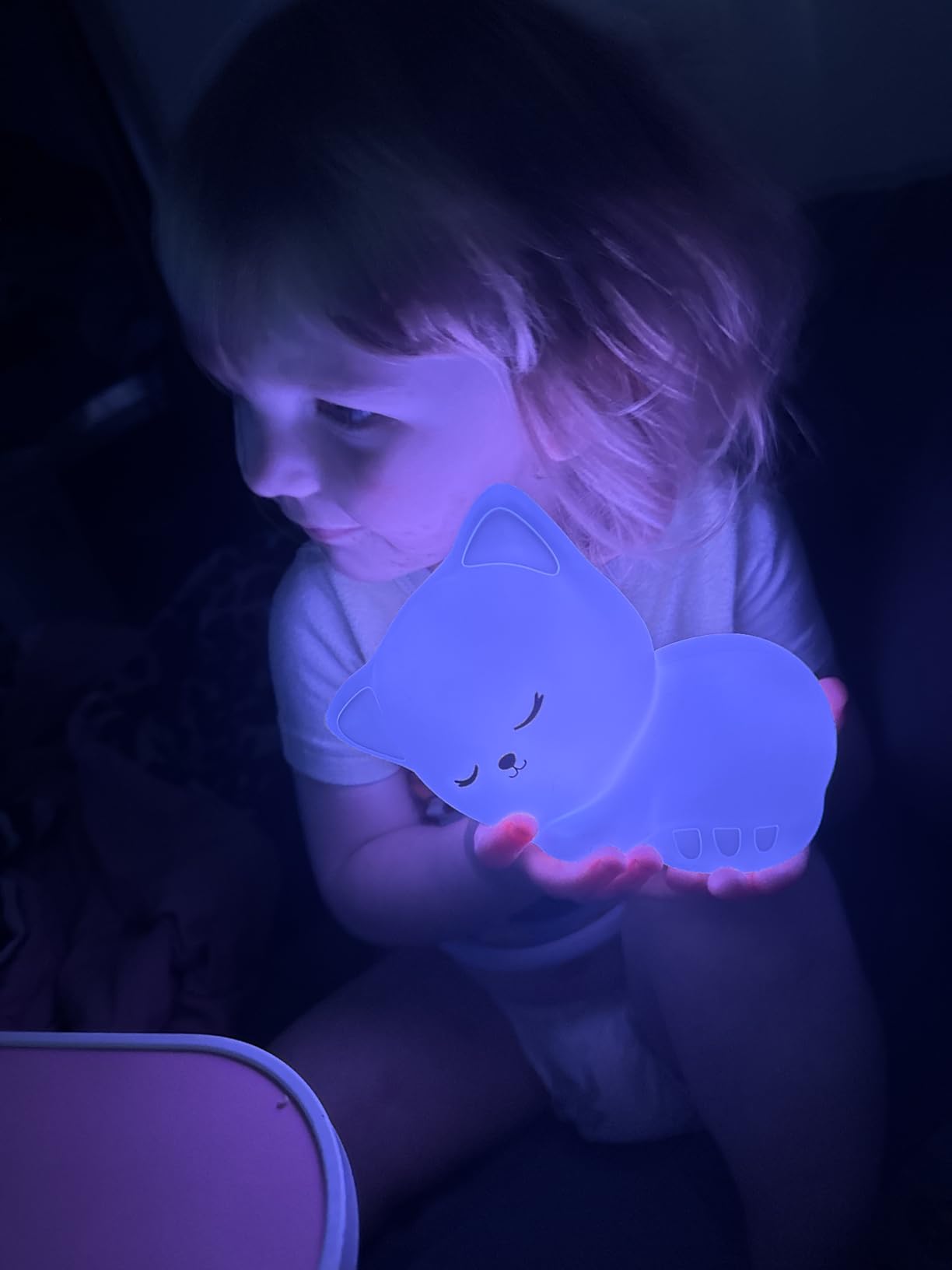 Night Light for Kids,16 Colors Cat Lamp Cute Lamp,Dimmable Baby Night Lights for Nursery,Silicone Rechargeable Nightlight for Kids Room,Kawaii Room Decor,Cat Themed Gifts,Valentines Day Gifts for Kids customer photo 2