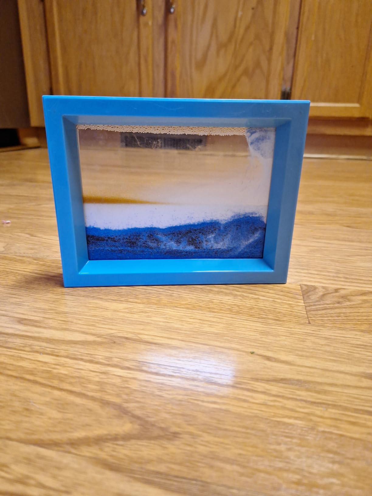 Moving Sand Art Liquid Motion Bubbler Flowing Sand Art Picture Desktop Sensory Calming Fidget Toy Voted Best Gift!(Ocean Heart) (Blue) customer photo 1
