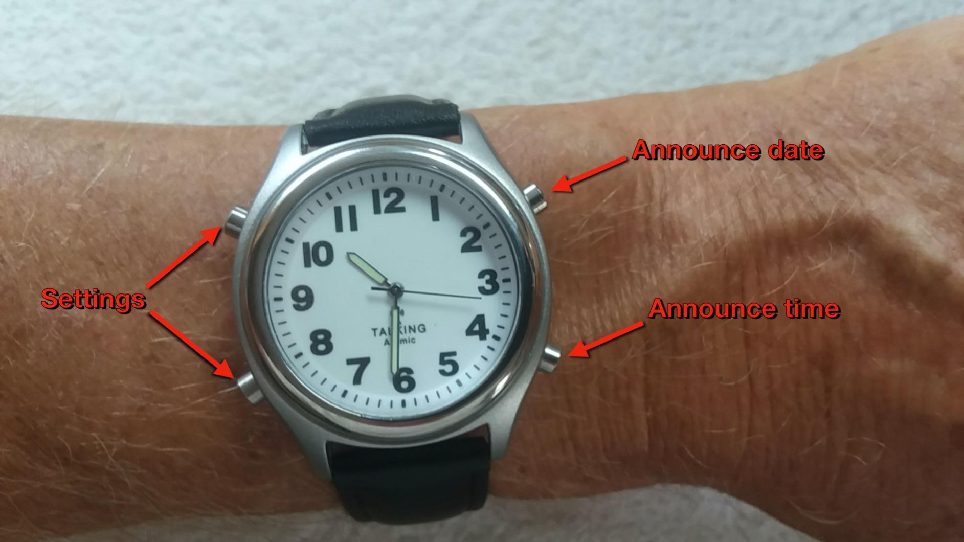 Hearkent Atomic American English Talking Watch Speaks Clear and Loud Time, Date and Alarm time Stretch Band customer photo 1