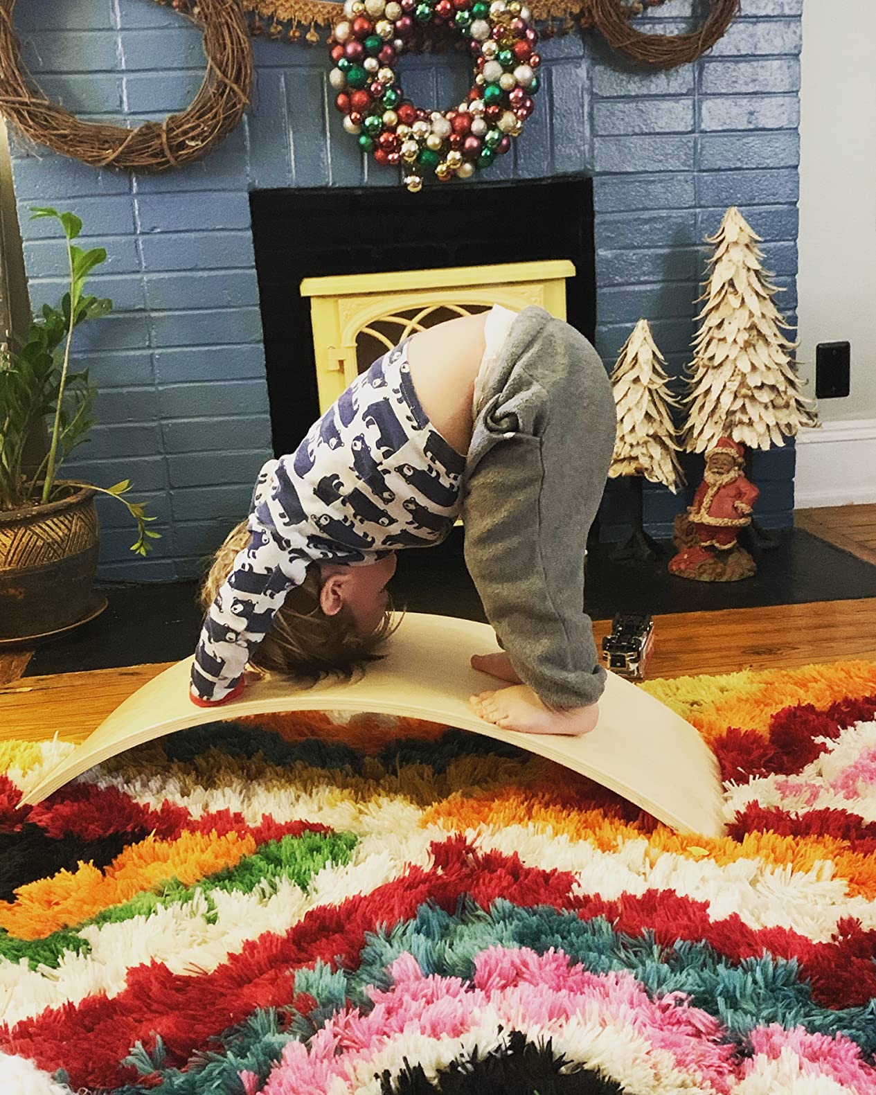 WOOD CITY Wobble Board, Wooden Balance Board Kids for Toddlers & Adults, Curvy Rocker Board for Yoga and Exercise Indoor & Outdoor, Open Ended Learning Toy Gift customer photo 2