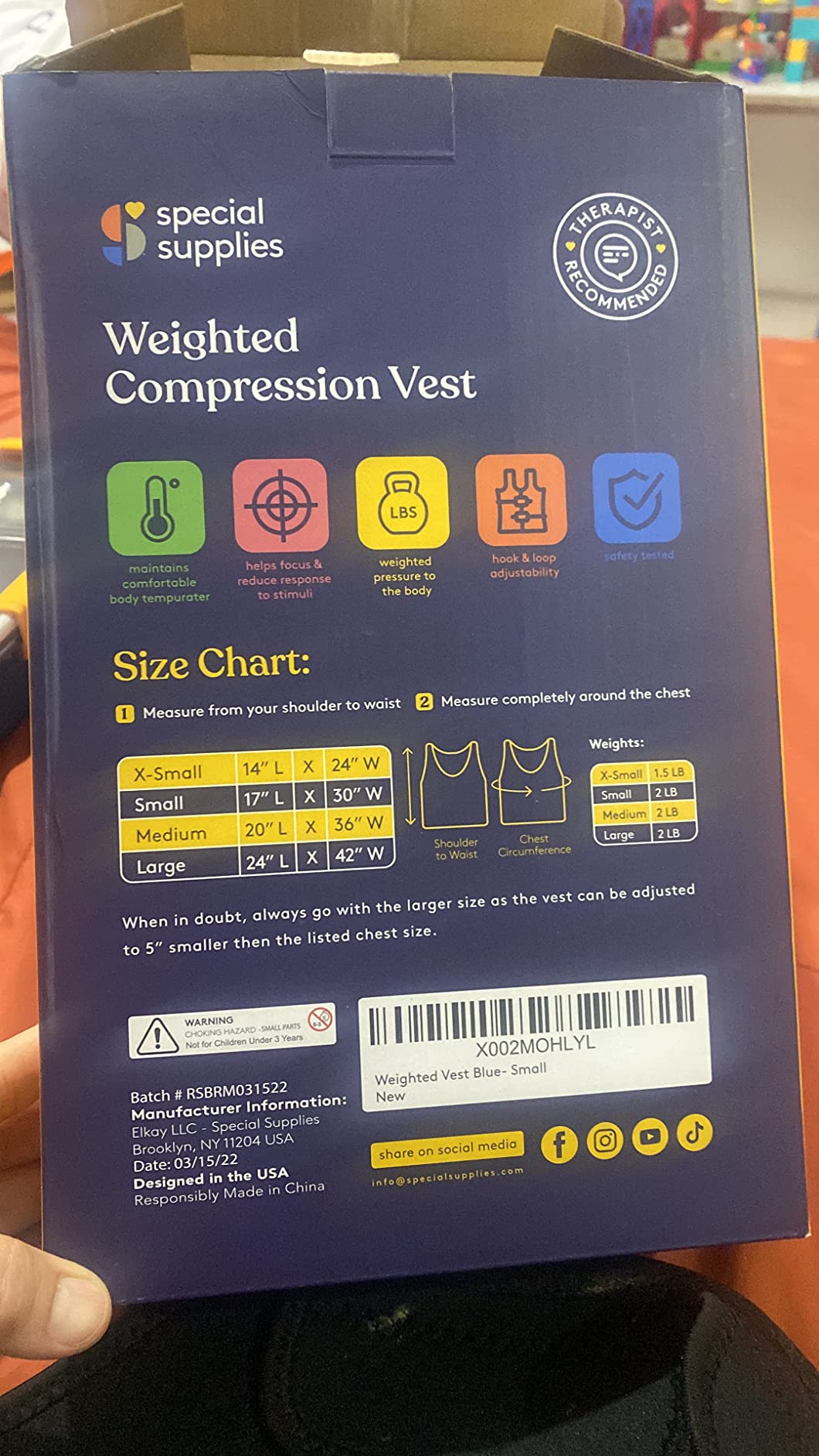 Special Supplies Weighted Sensory Compression Vest for Kids with Adjustable Weight Fit customer photo 2