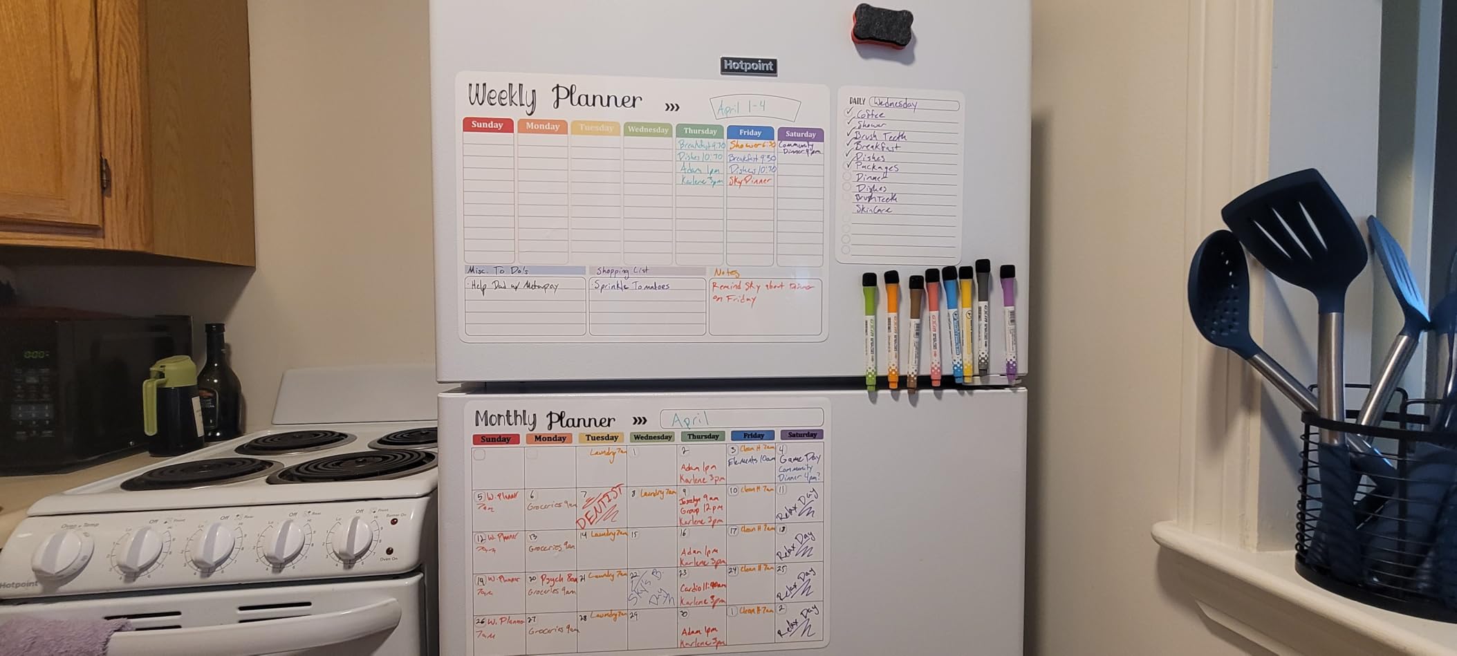 Hivillexun 3-Pack Magnetic Dry Erase Calendar Whiteboard Set for Fridge, Wall & Refrigerator - Monthly, Weekly & Daily Planners with 8 Markers & Eraser customer photo 1