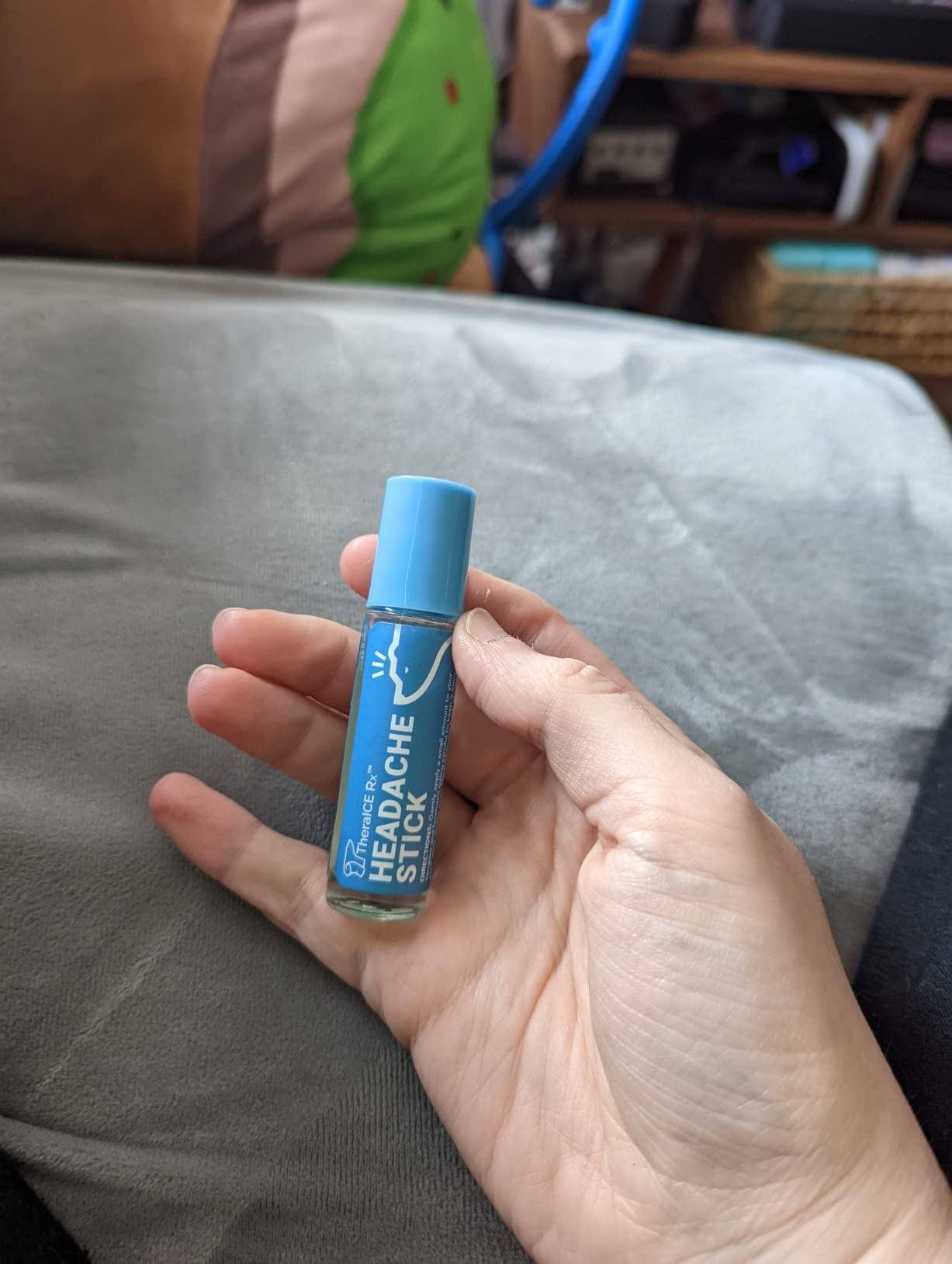 TheraICE Soothing Head Stick 10 ml (.33-Oz) Essential Oil Roll on Aromatherapy for Fast Cooling Comfort: Peppermint, Spearmint, Lavender, Chamomile, Rosemary, Eucalyptus. Metal Roller. USA Made customer photo 1