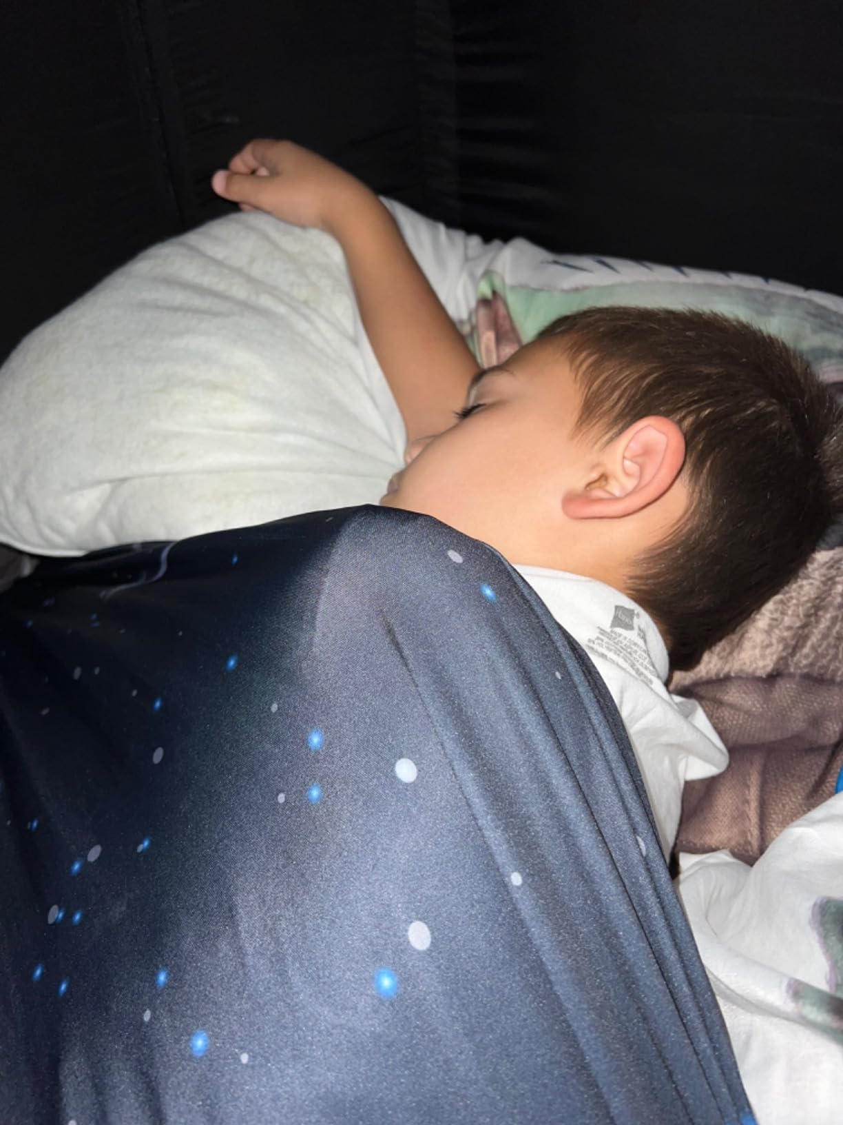 Sensory Compression Blanket | Spandex Bed Sheet for Kids & Adults | Deep Relaxing Feeling, Release Oxytocin | Helps With: SPD, Anxiety, ADHD, Autism | Star Theme | Breathable & Stretchable | Twin customer photo 1