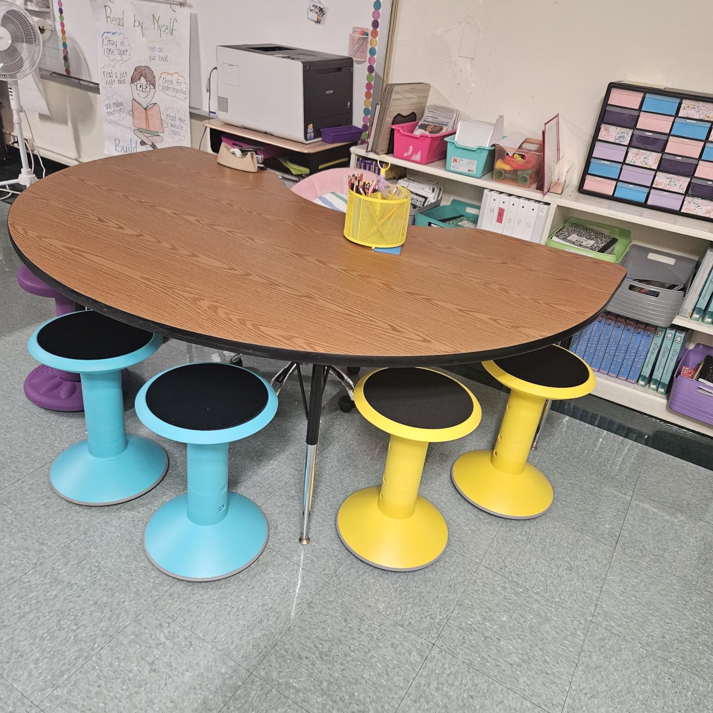 Storex Active Tilt Stool - Ergonomic Seating for Flexible Office Space and Standing Desks, Adjustable 12-24 Inch Height, Teal (00325U01C) customer photo 2