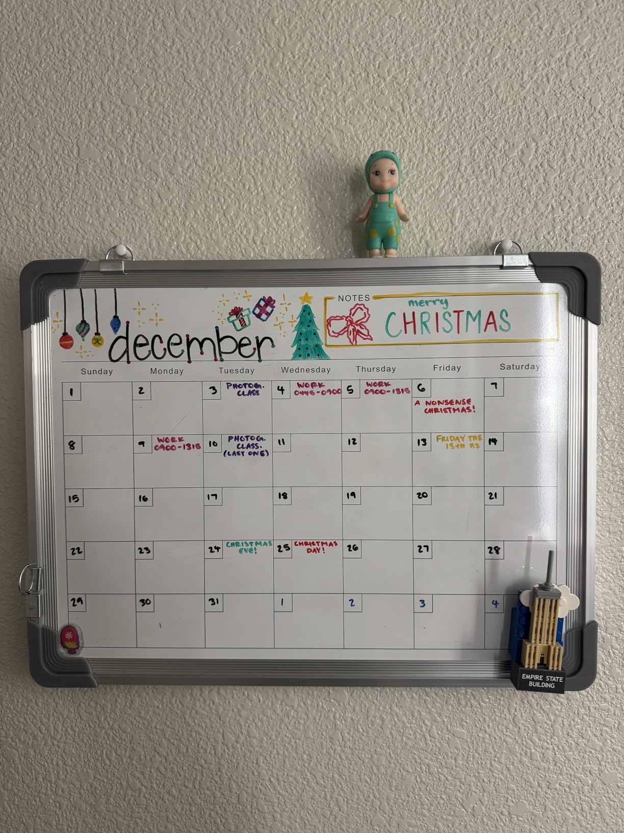 Weekly Calendar Whiteboard for Wall, 16x12 Inches Dry Erase Board, Small Magnetic White Board, Double-Sided Hanging Board for Office School Home Kitchen, Portable Board for Drawing Planning To Do List customer photo 2