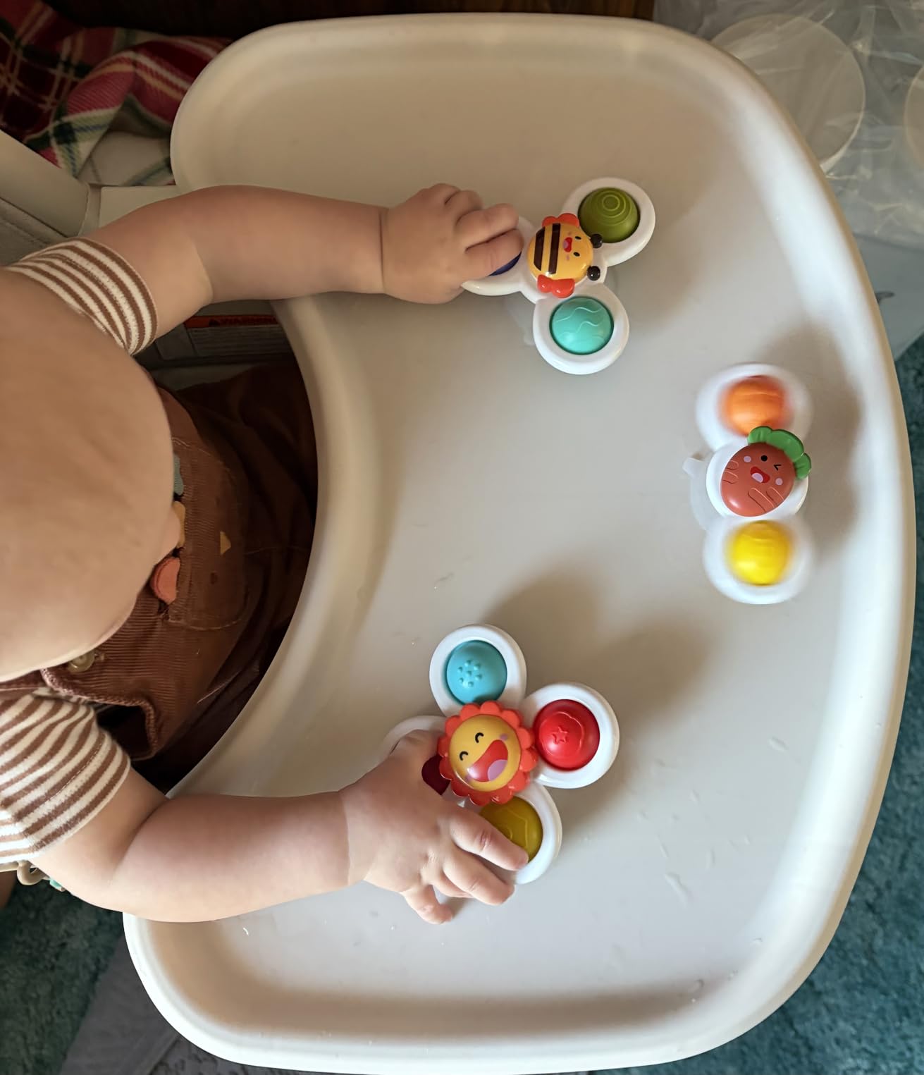 LiKee Strong Suction Cup Fidget Rotating Sensory Bath Toys for Baby Christmas Stocking Stuffers, Airplane Car Travel Table & Window Toys for Toddler Boys and Girls, 10+ Months customer photo 2