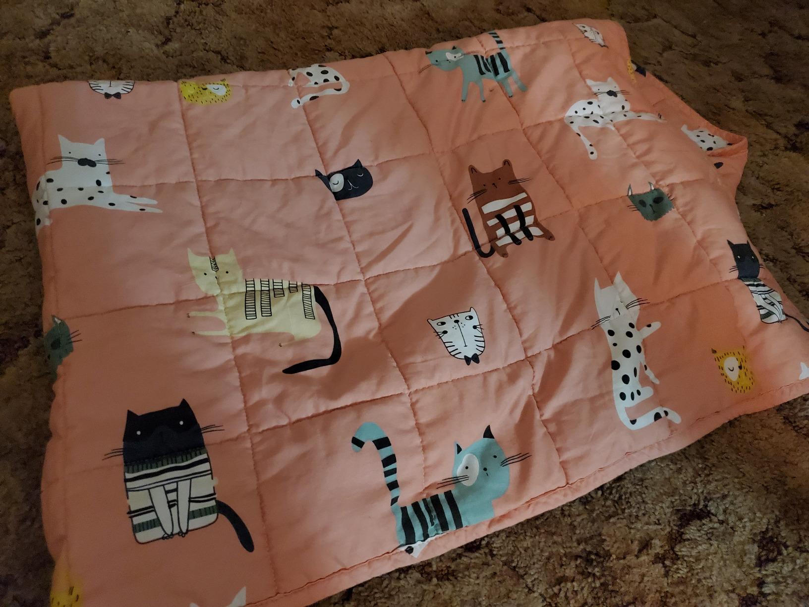 Sivio 100% Cotton Weighted Lap Pad 3lbs Sensory Throw Pad with Glass Beads Portable Lap Blanket Great for Home Classroom Travel, 20' x 30', Pink Unicorn customer photo 1