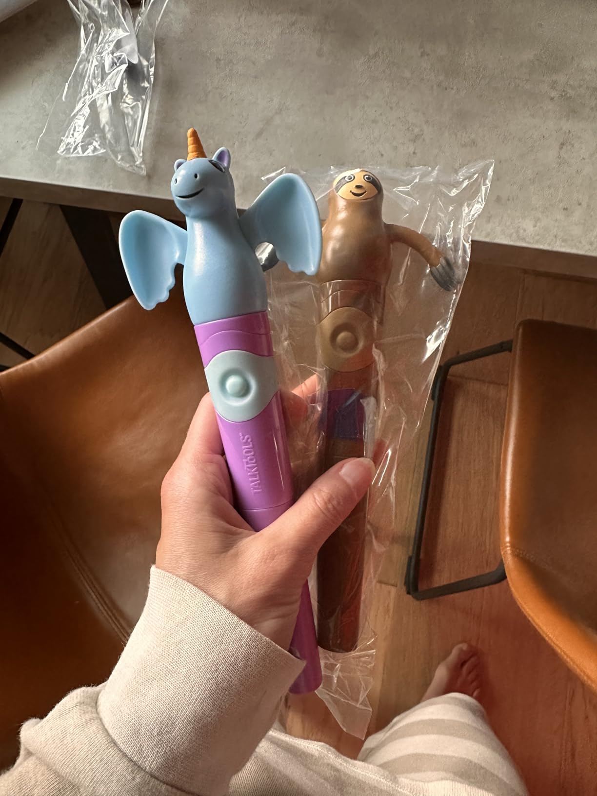 TalkTools Jiggler Oral Motor Tool, Vibrating Sensory Massager for Kids Feeding and Speech Therapy, Dragon & Frog (Set of 2) customer photo 1