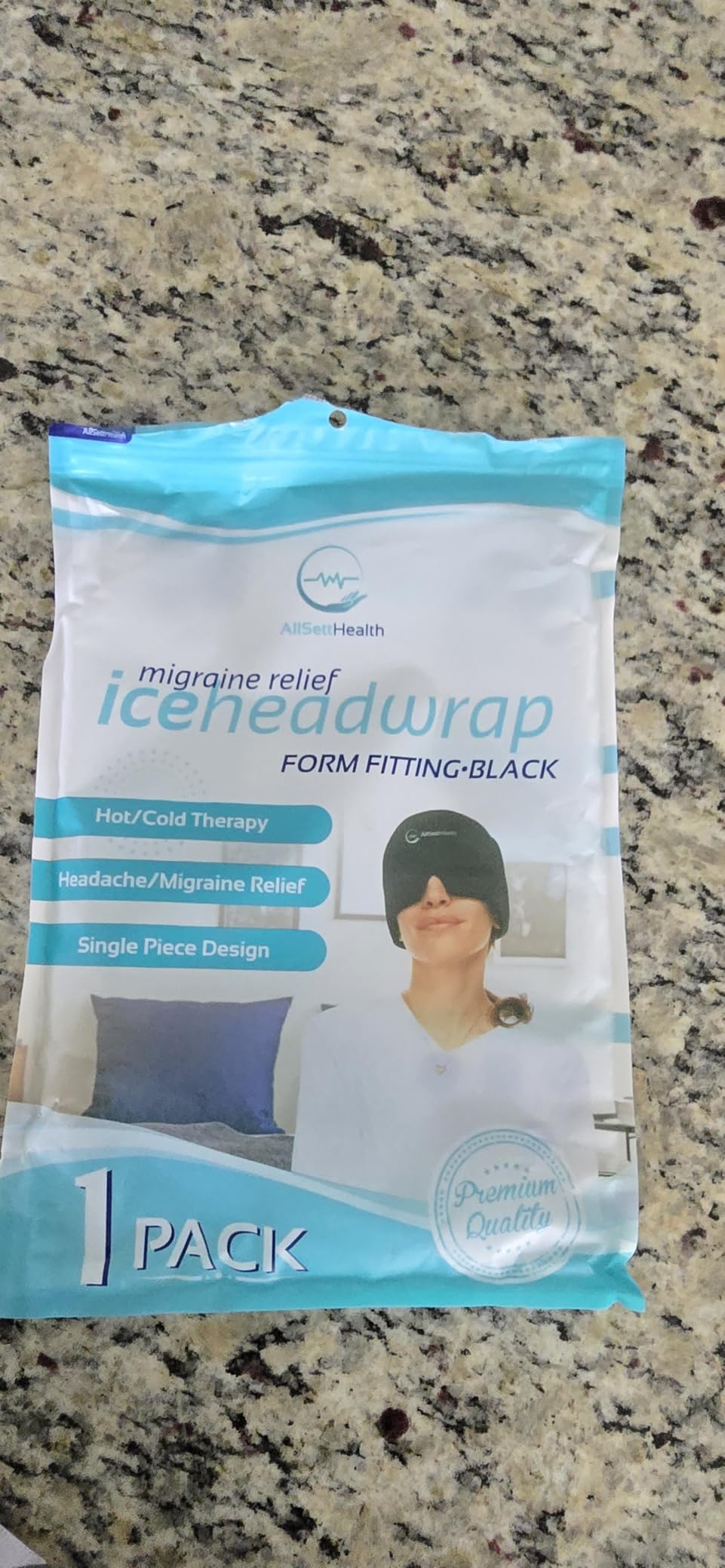 Migraine Relief Cap Ice Head Wrap and Hat | Hot/Cold Gel Pack with Face and Eye Mask Compress for Headache Relief - Black customer photo 2