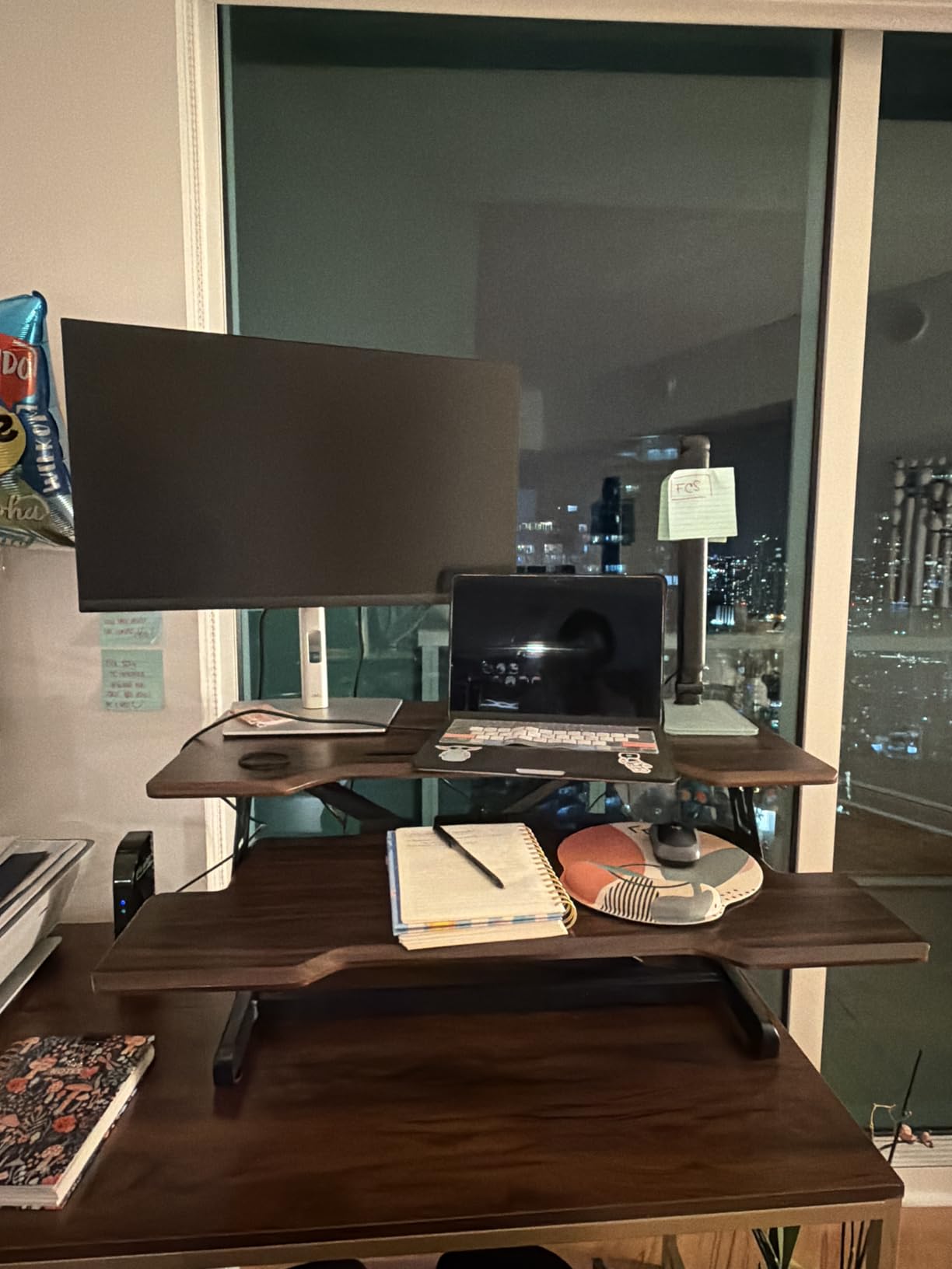Standing Desk Converter 32 inch, Height Adjustable Sit Stand Desk Riser, Quick Sit to Stand Tabletop Dual Monitor Riser Workstation for Home Office with Keyboard Tray, Black customer photo 2