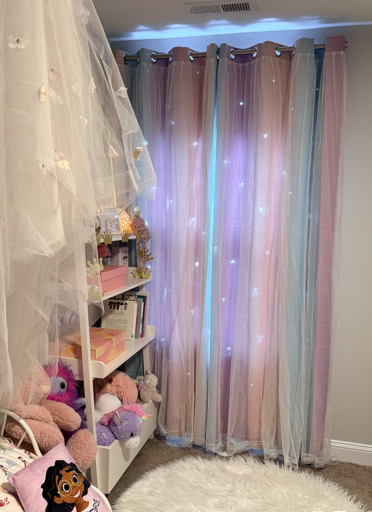 XiDi Blackout Curtains for Girls Bedroom Decor 63 inches Long Window Curtains Colorful Rainbow Design 2 Panel Sets, Kids Room Unicorn Princess Theme Home Decor Ombre Drapes Pink/Purple W34 X L63 customer photo 1