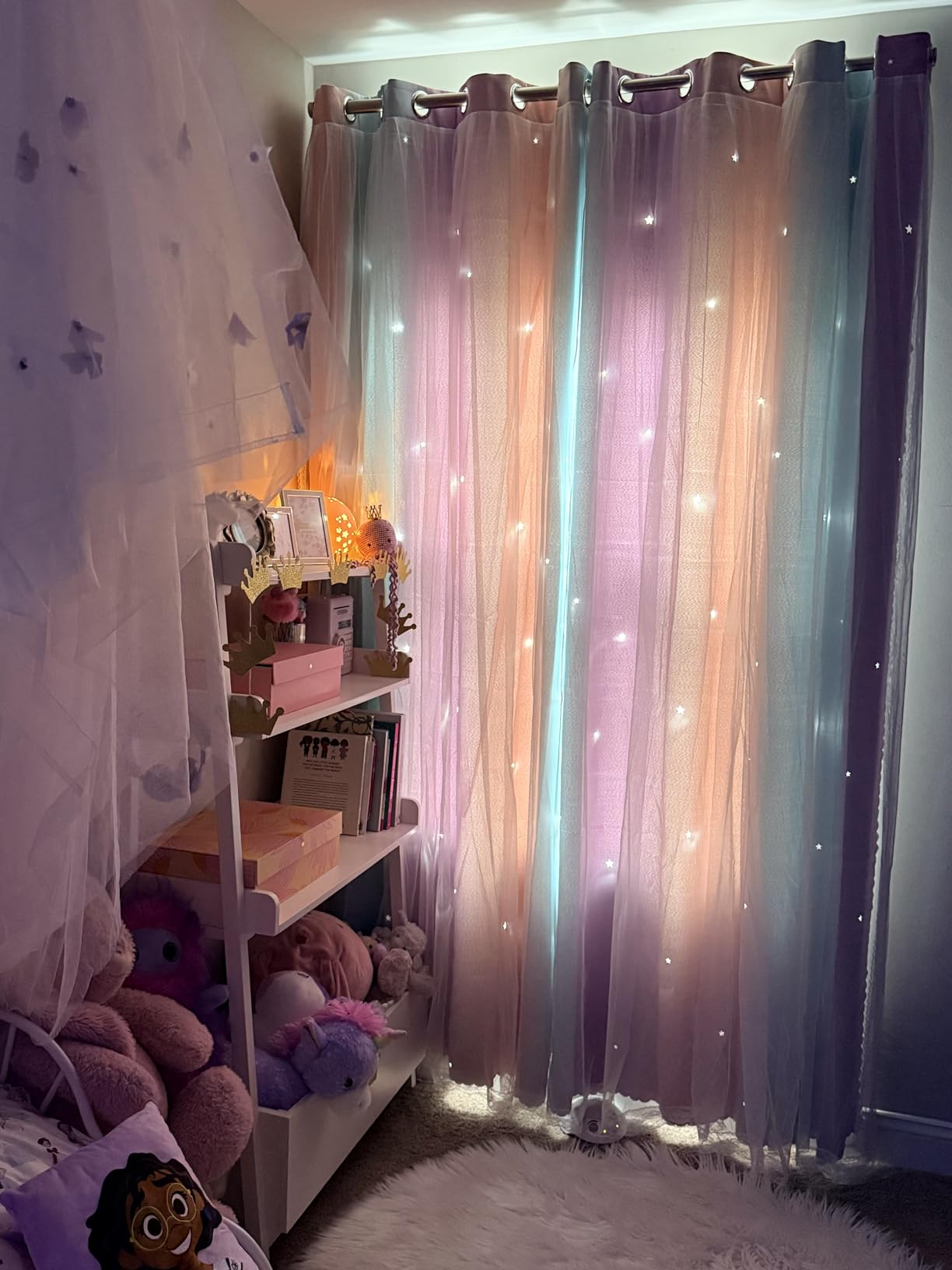 XiDi Blackout Curtains for Girls Bedroom Decor 63 inches Long Window Curtains Colorful Rainbow Design 2 Panel Sets, Kids Room Unicorn Princess Theme Home Decor Ombre Drapes Pink/Purple W34 X L63 customer photo 2
