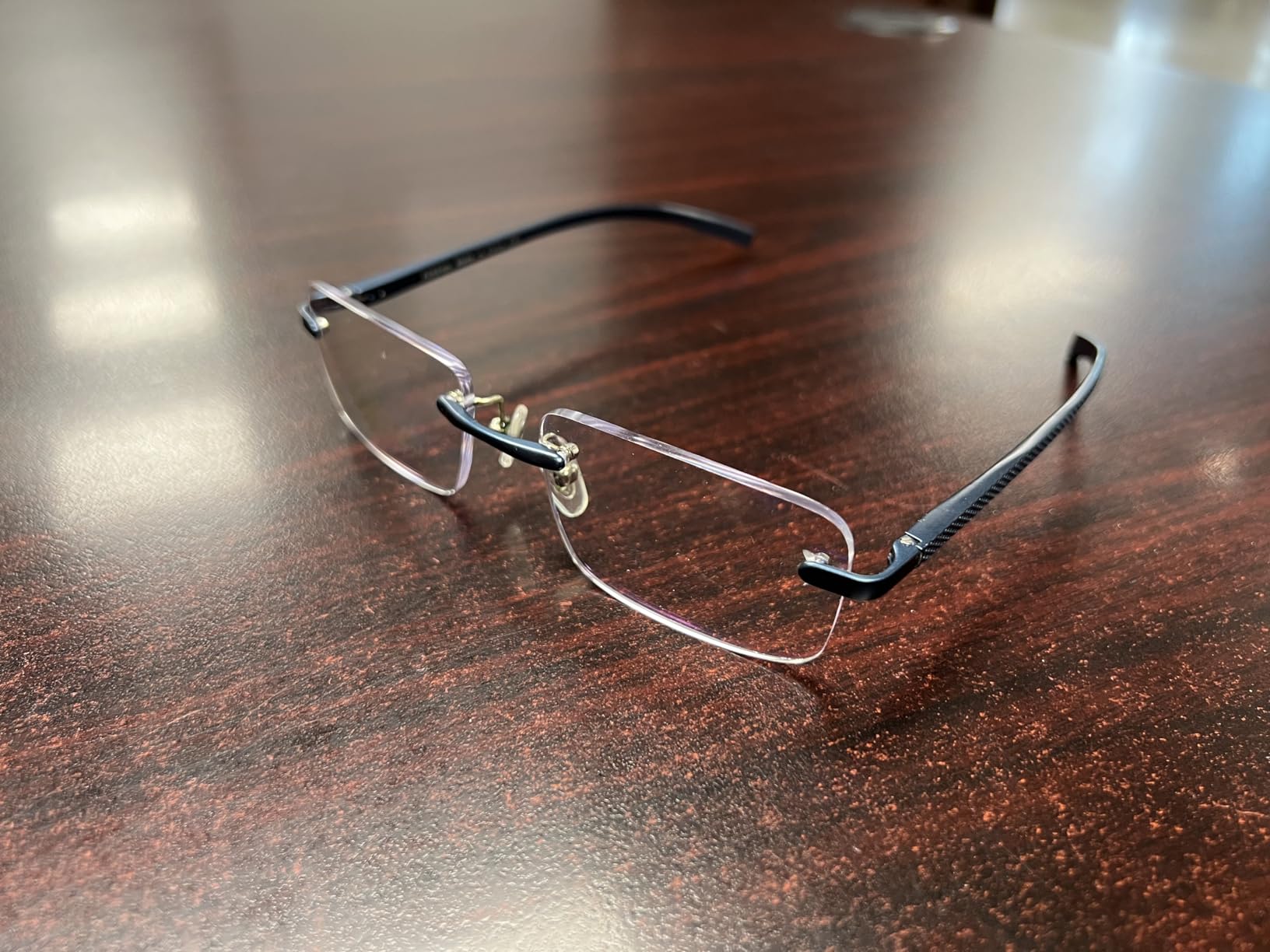 Missfive Premium Aluminum Progressive Multifocus Reading Glasses Men Blue Light Blocking, No-Line Spring Hinge Rimless Office Multifocal Metal Readers,1.25x-2.5x on A Lens for Near Range, Gunmetal customer photo 1