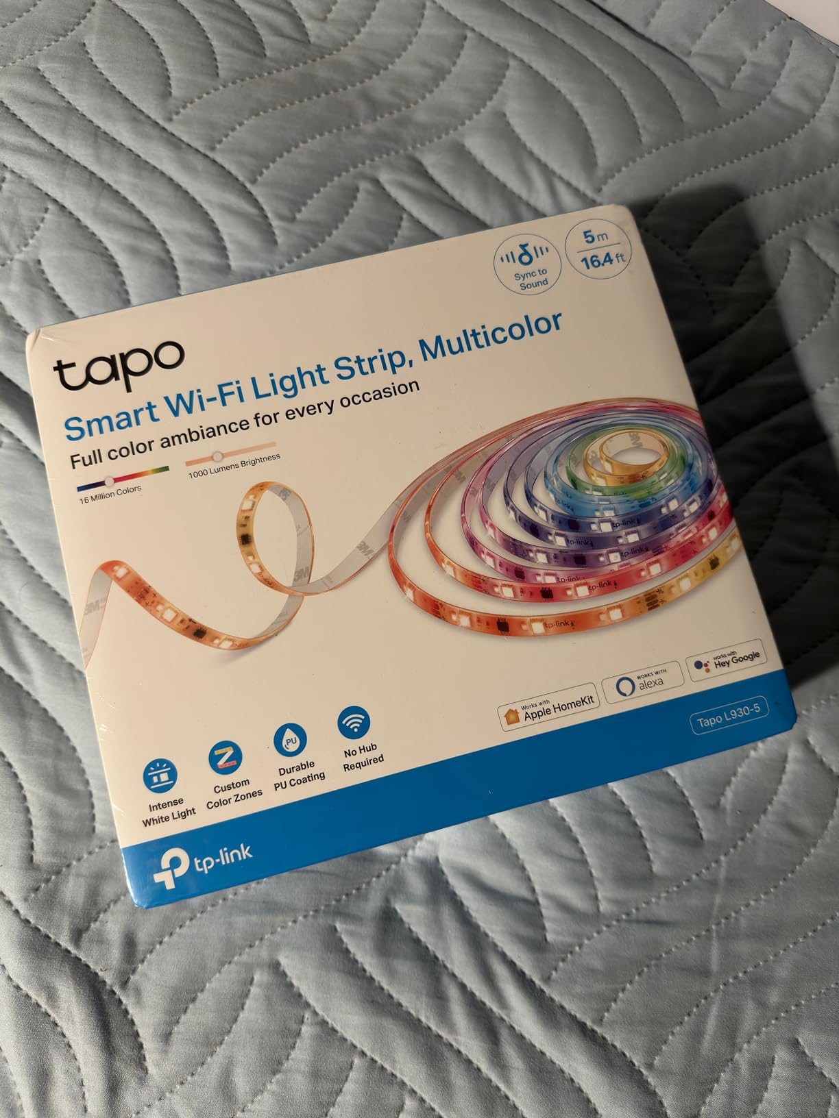 Tapo TP-Link RGBWIC Smart LED Light Strip 16.4Ft, 1000 Lumens, 16M Dimmable Colors, 50 Color Zones, Works w/Apple HomeKit/Alexa/Google Home, Sync-to-Sound, IP44 PU Coating, Trimmable L930-5 customer photo 2
