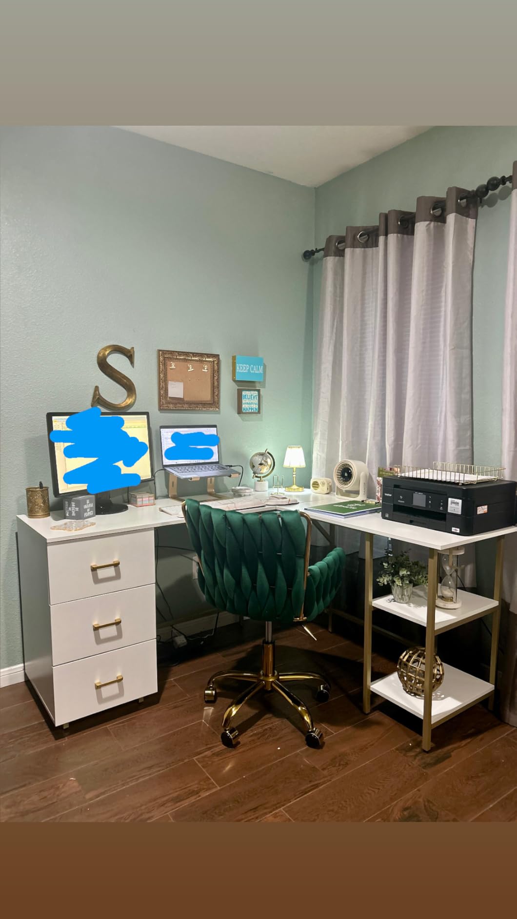 Techni Mobili L Shaped Desk - Two-Toned Computer Desk with Drawers & Storage Shelves - Simple Modern Furniture & Home Office Space Corner Table for Work & Writing customer photo 2