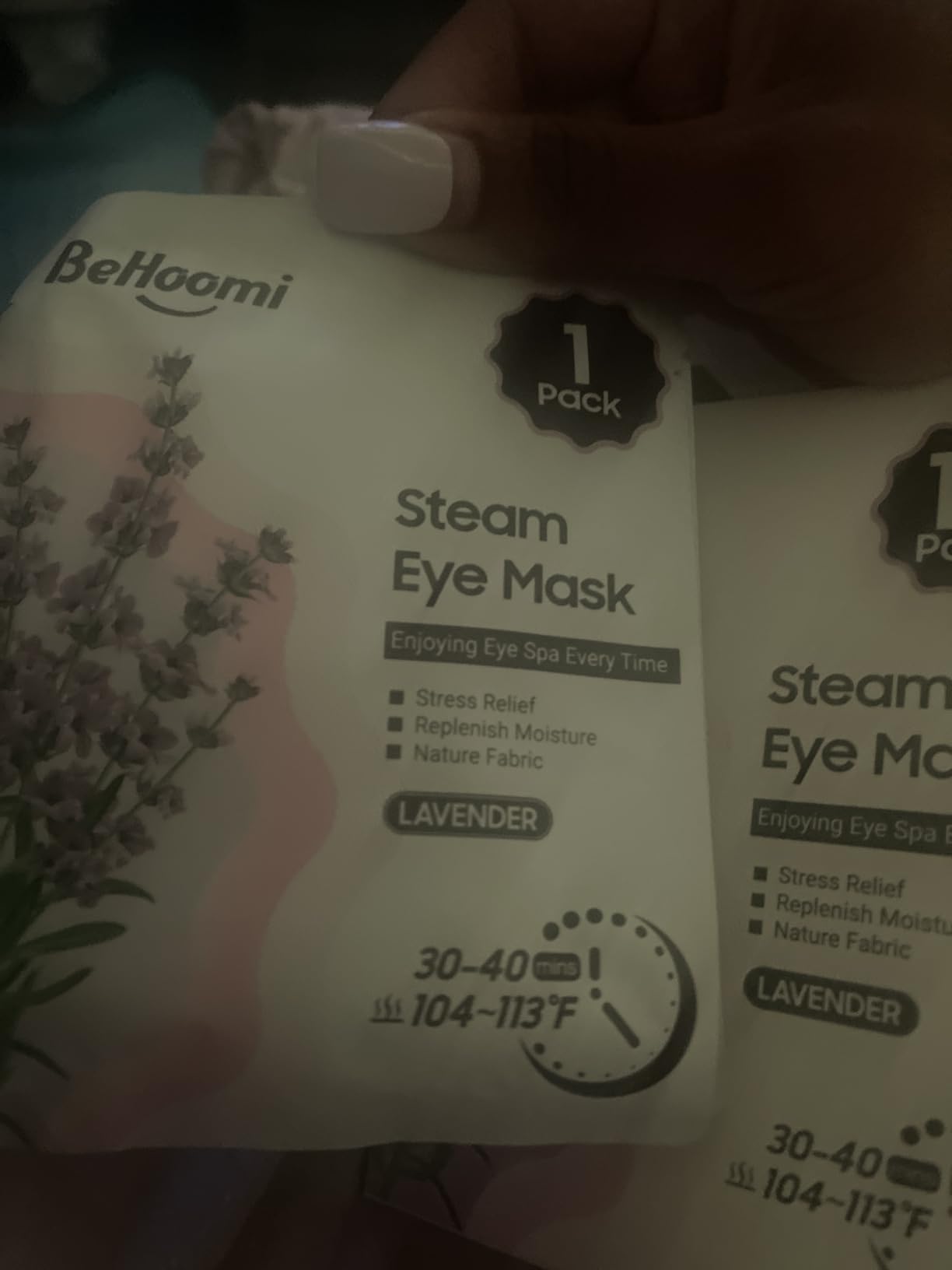 BeHoomi Steam Eye Mask, 10Packs Heated Eye Mask, Self Heating Disposable SPA Warm Compress for Eyes Sleep Mask, Travel Essentials & Relaxation Gifts for Women (Lavender Scent) customer photo 1