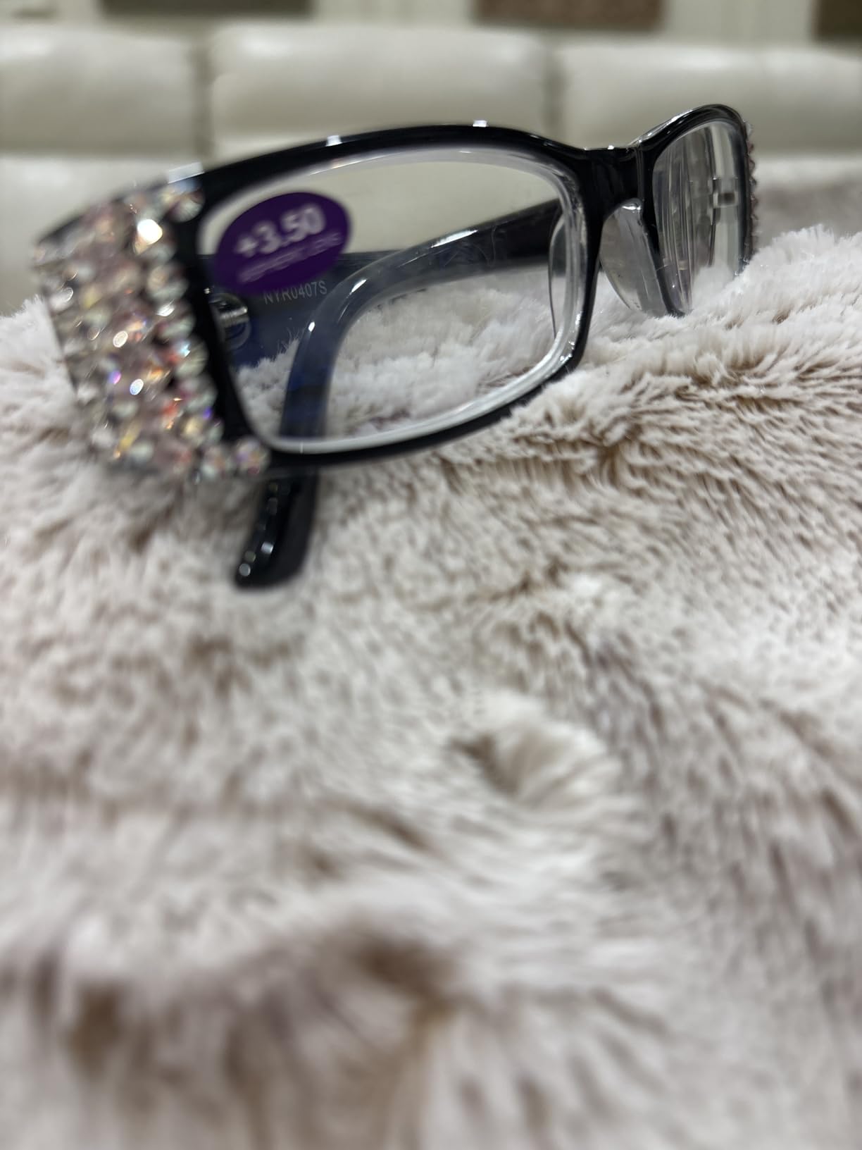 NY FIFTH AVENUE The French (Bling) Fleur De Lis Women Reading Glasses w (Clear + Aurora Borealis) Crystals (Black) customer photo 1