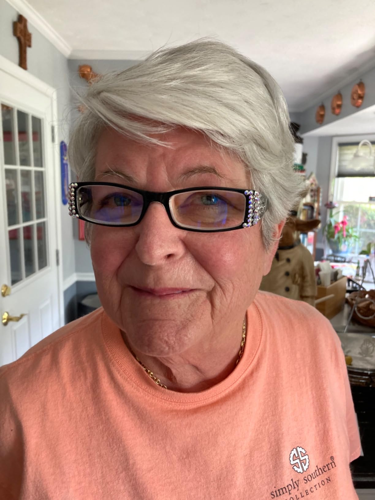 NY FIFTH AVENUE The French (Bling) Fleur De Lis Women Reading Glasses w (Clear + Aurora Borealis) Crystals (Black) customer photo 2
