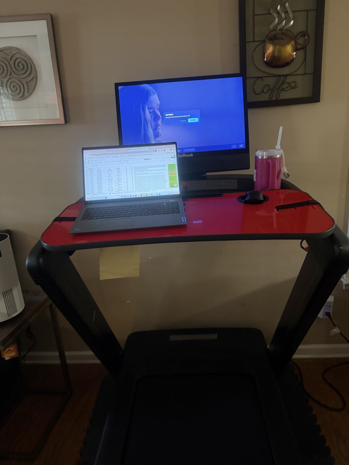 Treadmill Desk Attachment, 36 Inches Tread Tray Workstation Handlebars Platform with Laptop Holder, Cup Tablet Holder, Ergonomic Stand with Cooling Holes(Black) customer photo 2