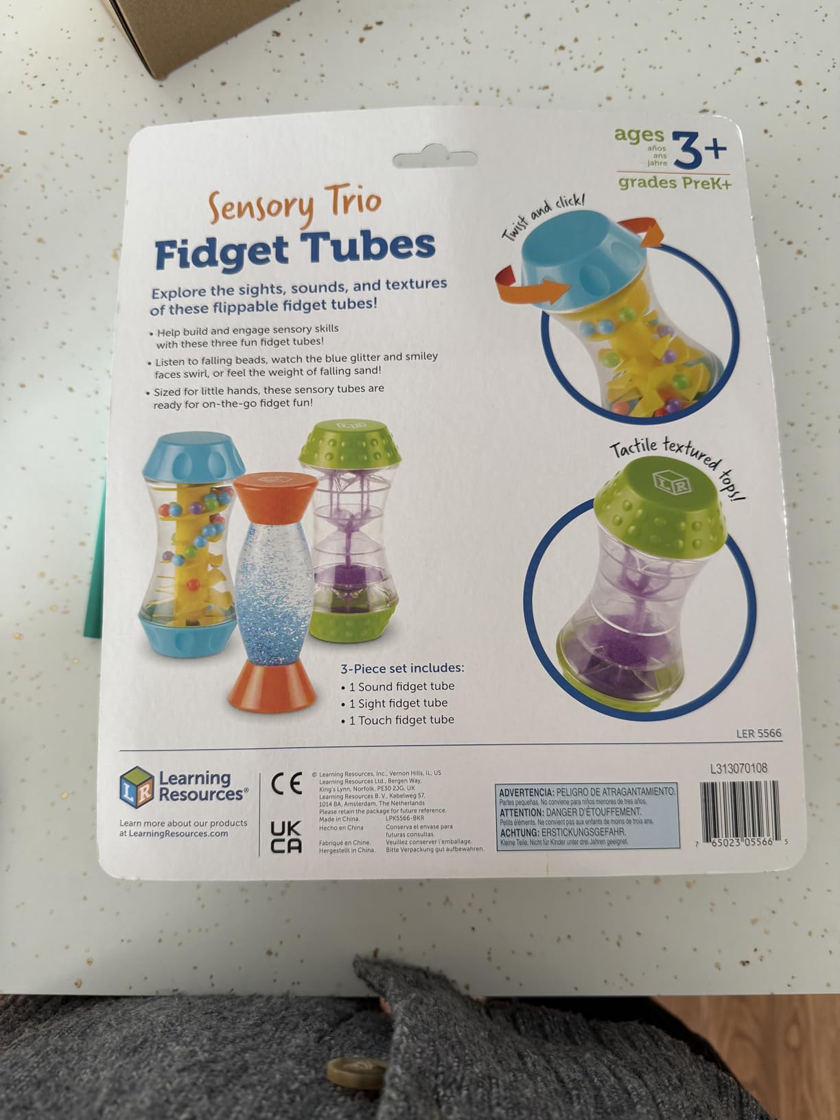 Learning Resources Sensory Trio Fidget Tubes - Sensory Toys for Toddlers, Calming Kids Fidget Toys, Classroom Calm Down Corner Supplies, Special Needs Travel Fidgets, Preschool Quiet Time Items customer photo 1