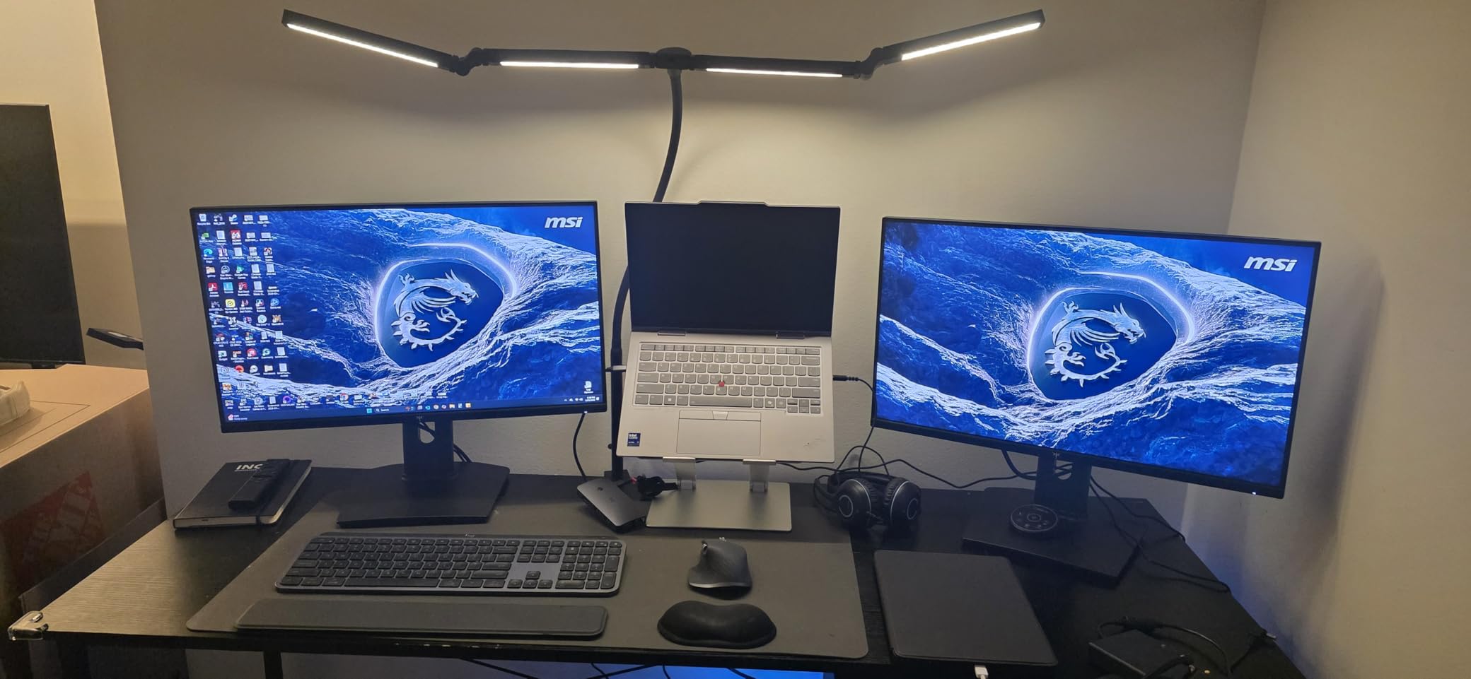 Pzloz Led Desk Lamp for Office Home - Eye Caring Architect lamp with Clamp,Dual Screen Computer Monitor Work Smart Light: 24W 5 Color Flexible Adjustable Lighting Table Lamp for Study Drafting customer photo 1